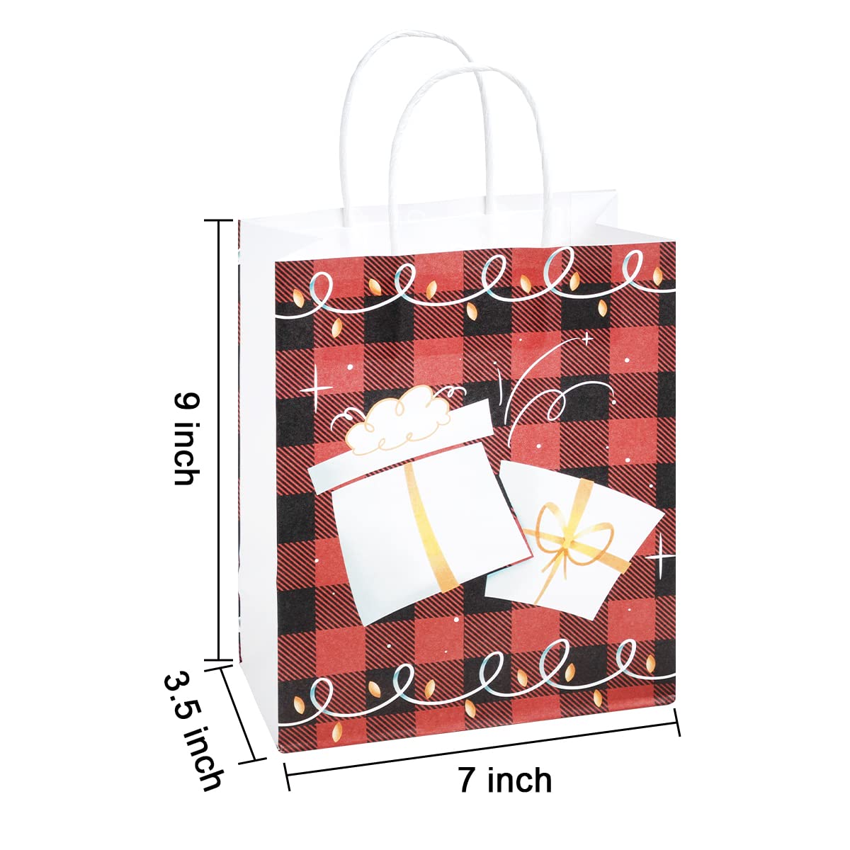 JOYIN 24-Piece Christmas Buffalo Plaid Gift Bags Set - 6 Festive Designs with Sturdy Handles for Holiday Parties, Candy Treats & Gift Wrapping | Perfect for Christmas Celebrations, Office Exchanges & Stocking Stuffers