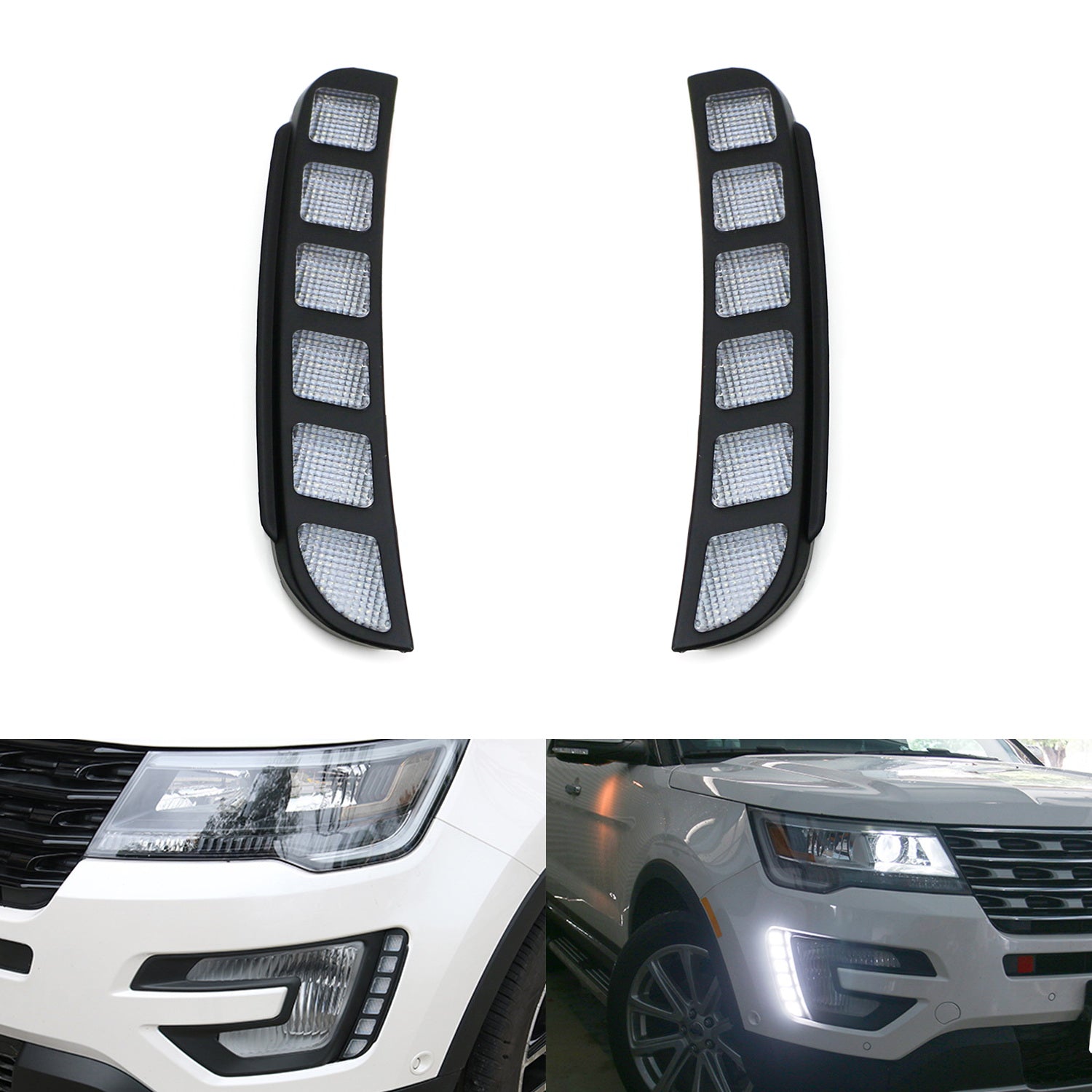 2016-2017 Ford Explorer Direct Fit Vertical Mount LED Daytime Running Lights - DRL Fog Lights for Enhanced Visibility & Safety (Perfect for Off-Road, Night Driving & Bad Weather Conditions)