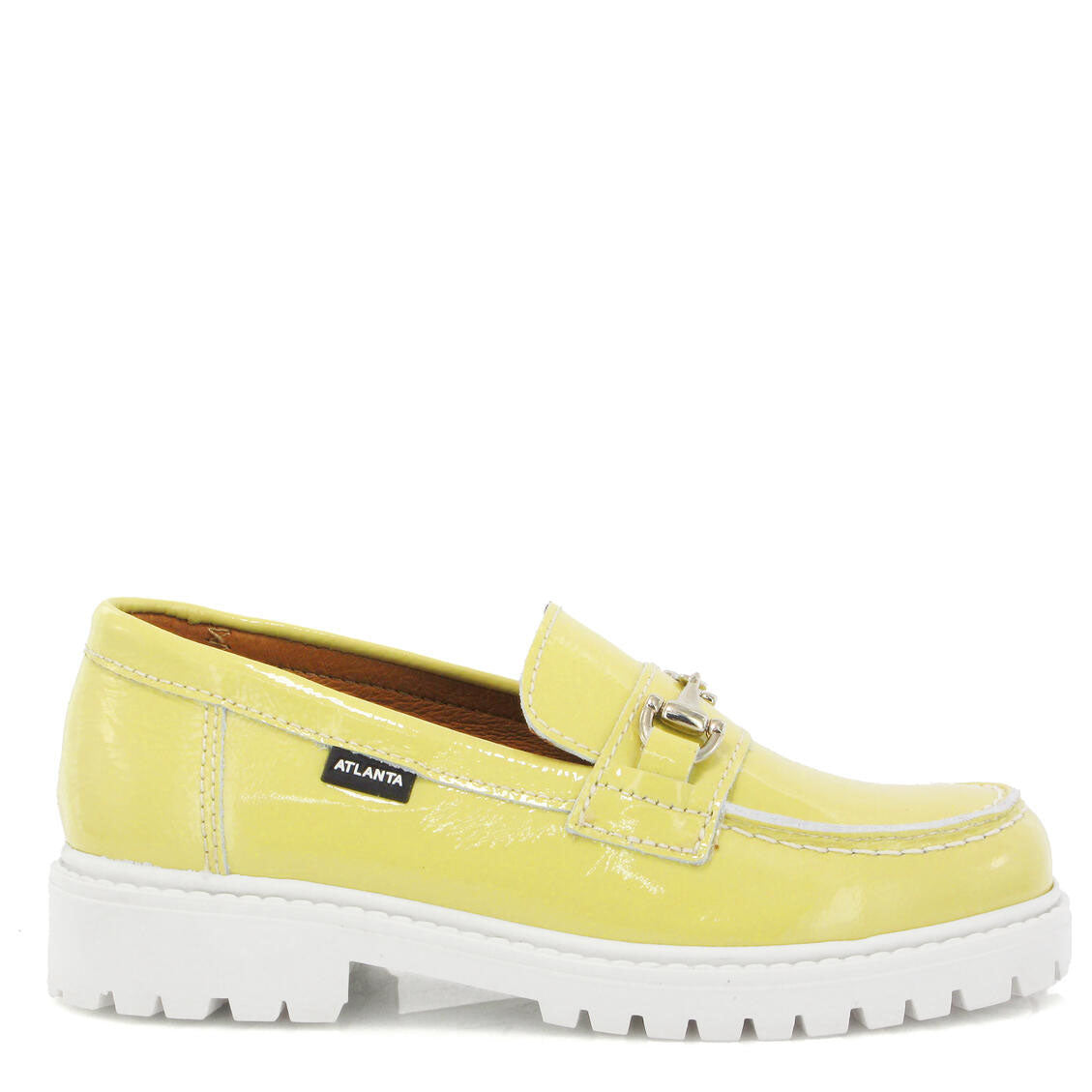 Atlanta Yellow Buckle Chunky Loafers for Women - Comfortable Moccasin Slip-On Shoes for Casual Wear & Office Outfits