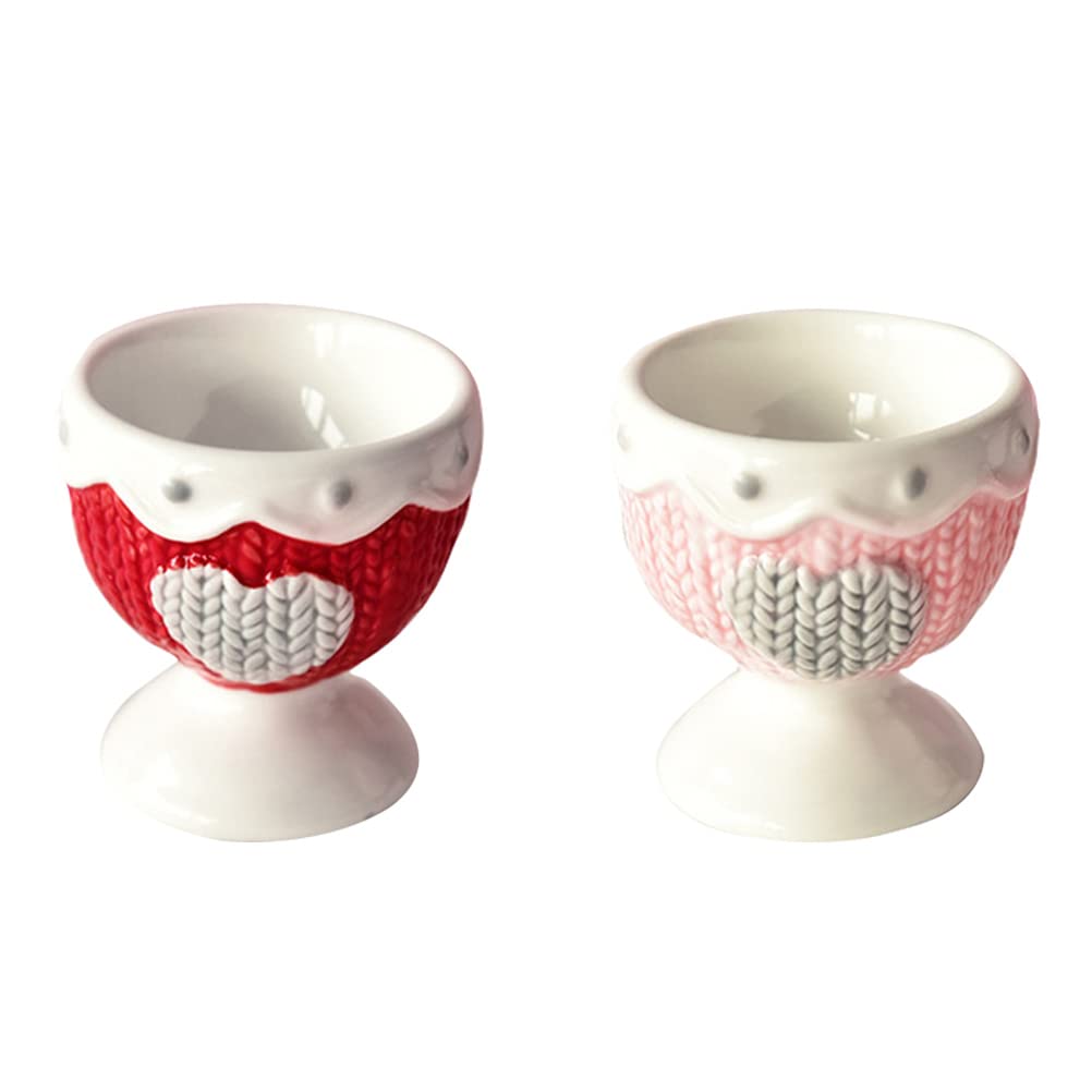 2-Pack Stainless Steel Egg Cups - Elegant Metal Egg Holders for Easter Decor, Kitchen Storage & Table Display - Durable Porcelain Egg Trays for Home, Restaurant & Party Serving