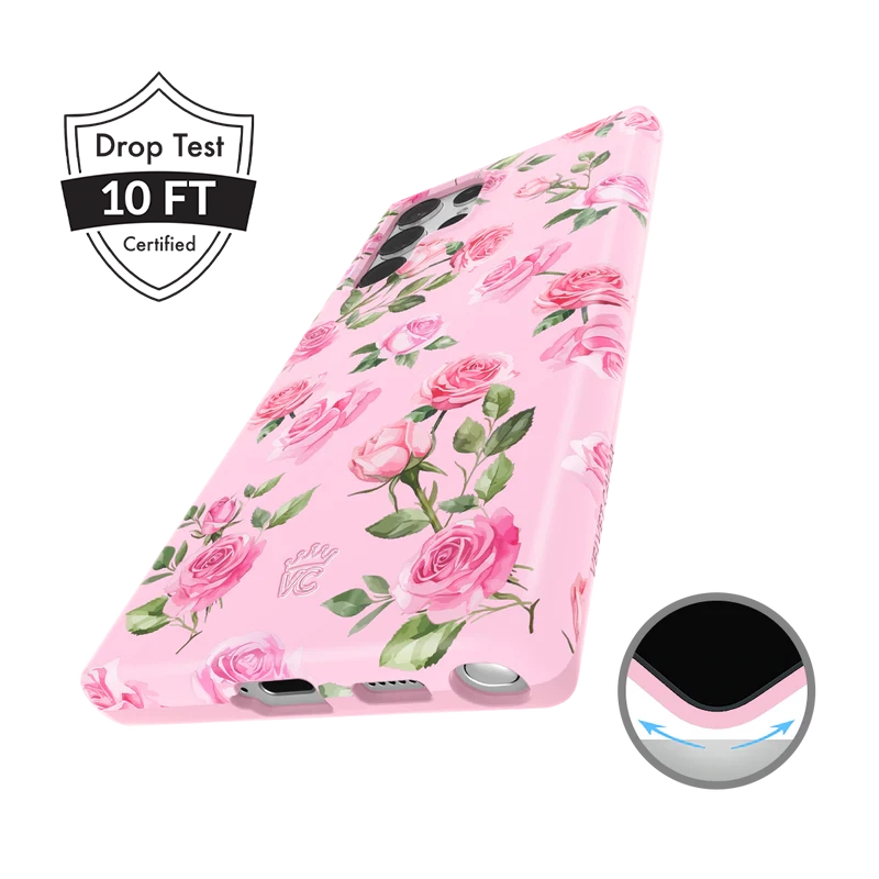 Pink Rose Floral Samsung Phone Case - Cute Protective Cover for Samsung Galaxy [Model] - Perfect Gift for Women, Girls, Teens - Ideal for Everyday Use, Birthday, Valentine's Day