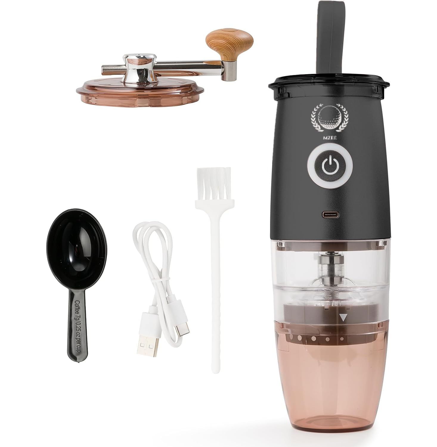 Premium Portable Burr Coffee Grinder - Electric & Manual 2-in-1 Adjustable Coffee Bean Mill with 5 Precise Grind Settings for Espresso, Drip, Pour Over, Cold Brew & Percolator - Perfect for Home, Office & Travel (Black)