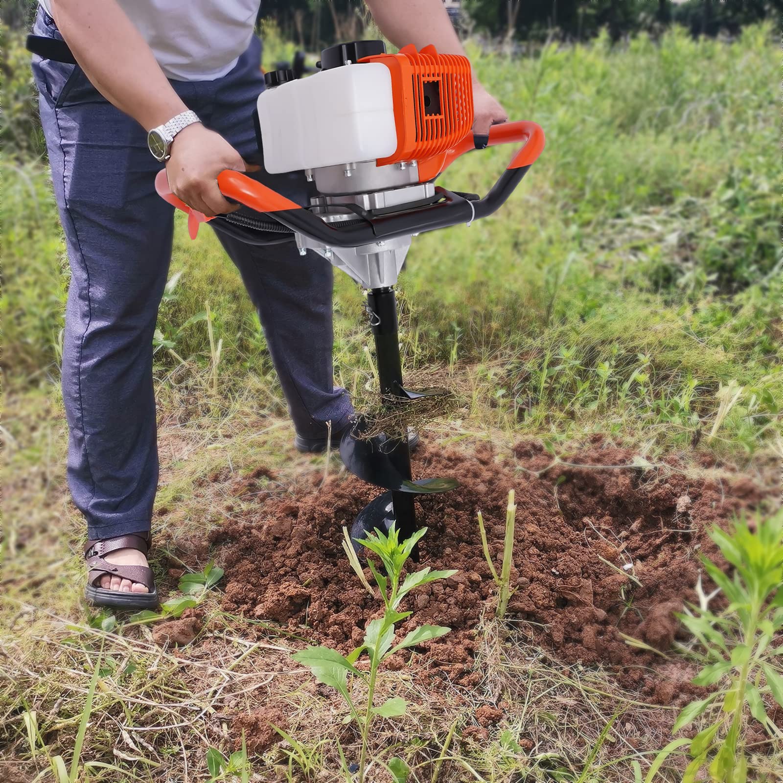 2.3HP Gas Powered Post Hole Digger - 55C Earth Auger with 4