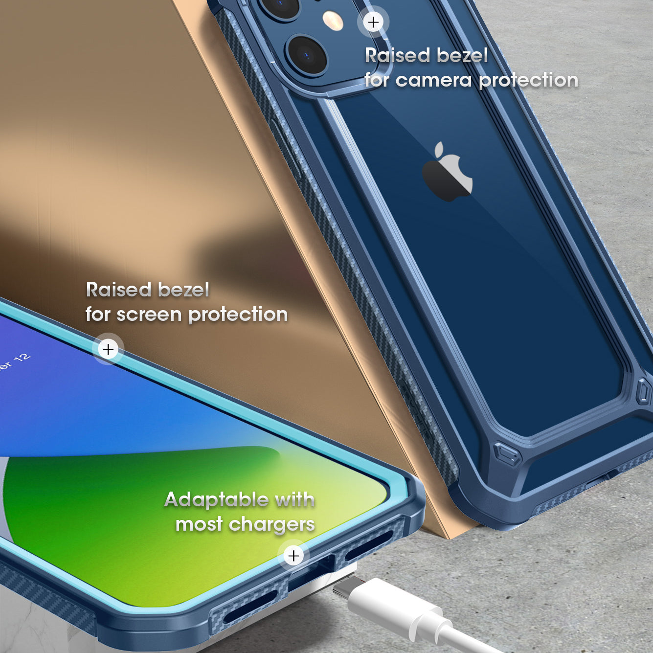 iPhone 12 6.1 Inch Clear Protective Case | Unicorn Beetle Exo Shockproof Cover | Blue Transparent Slim Design | Perfect for Everyday Use, Outdoor Activities & Travel Protection