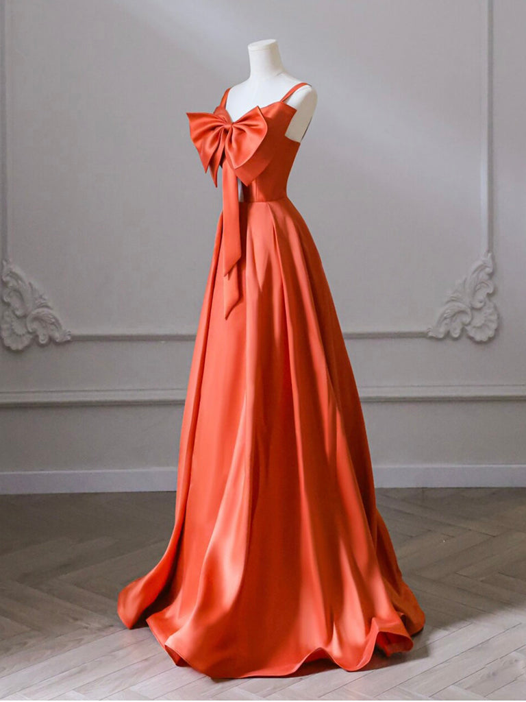 Elegant A-Line Orange Satin Prom Dress for Homecoming, Formal Dances & Special Occasions