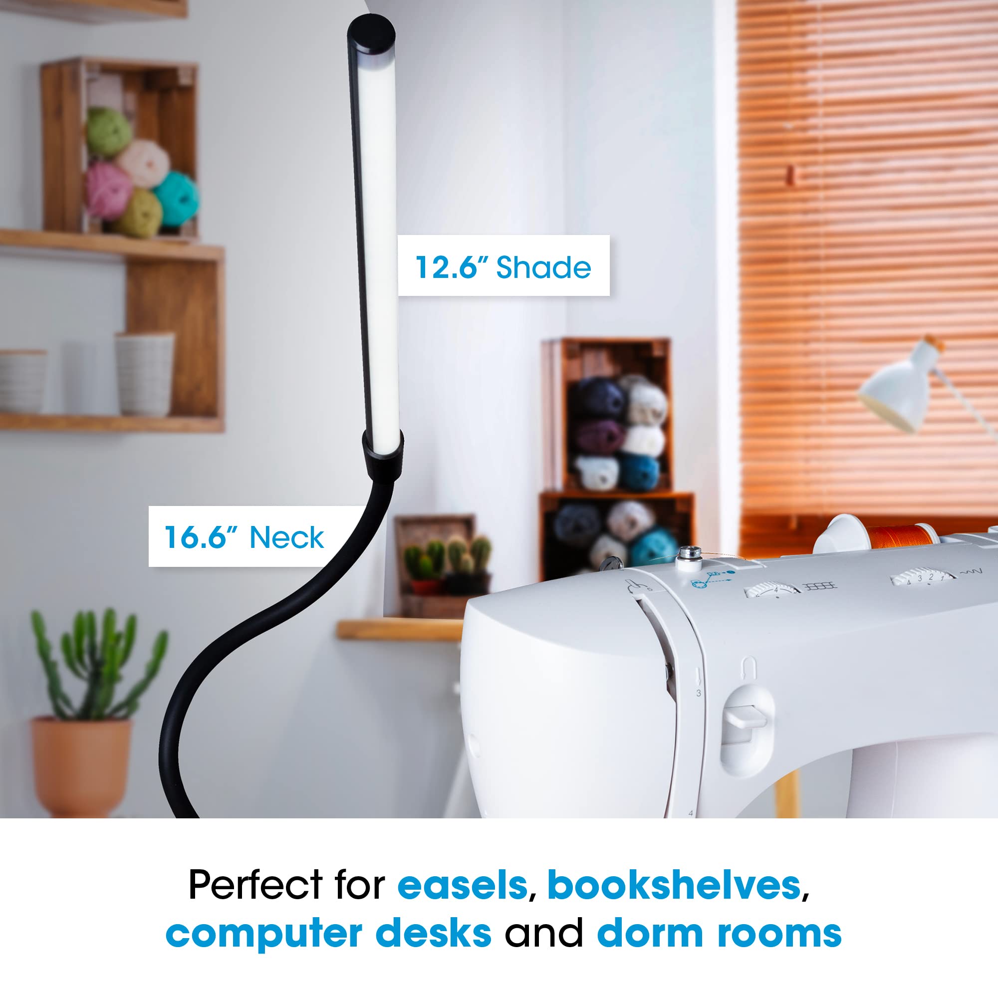 OttLite Clip-On LED Easel Lamp with ClearSun Technology - Adjustable Gooseneck Desk Light with Sturdy Clip & On/Off Switch - Perfect for Reading, Crafting, Piano Practice, Computer Work & Home Office Lighting