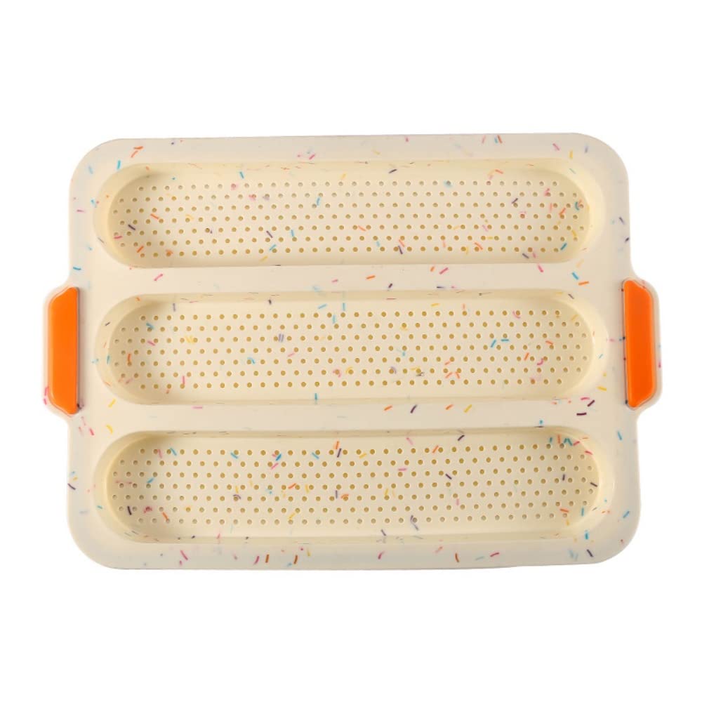 Antetek 2-Pack Non-Stick Silicone Baguette Pan - 3 Wave Loaves Perforated French Bread Baking Tray, Perfect for Homemade Baguettes, Artisan Bread & Party Baking - Ideal for Kitchen, Household & DIY Bread Making