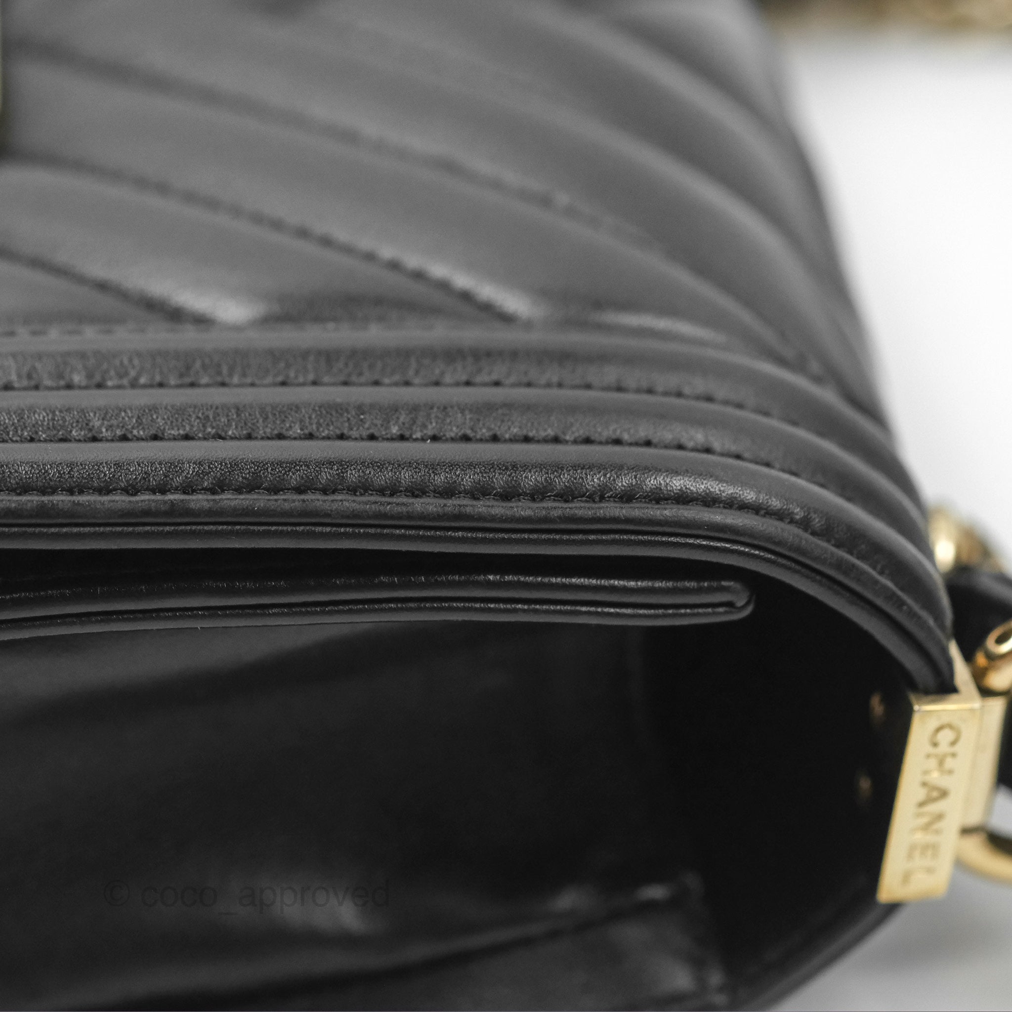 Chanel Chevron Small Boy Bag in Black Calfskin with Gold Hardware - Luxury Crossbody Bag for Women, Perfect for Evening Events & Date Nights