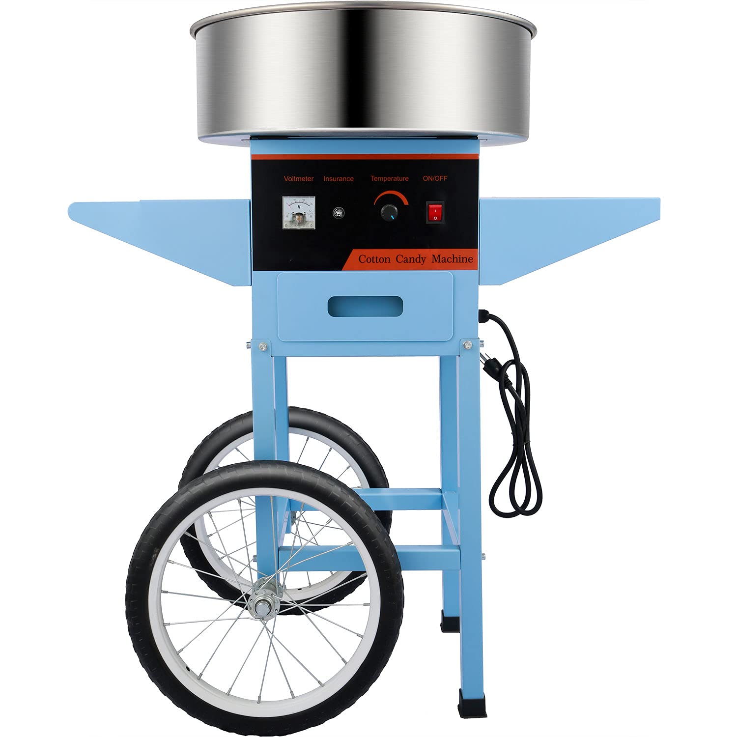 HONYTA Commercial Cotton Candy Machine - Electric Candy Floss Maker with Cart for Parties, Events & Home Use - Blue Cotton Candy Maker for Kids, Carnivals & Birthday Celebrations