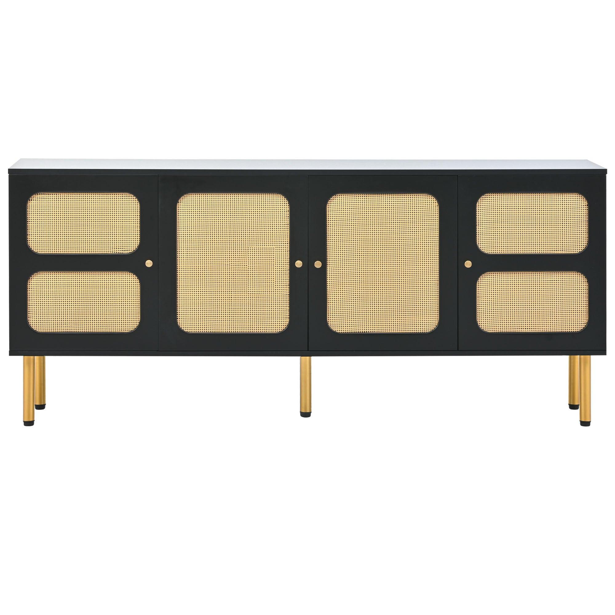 Boho Style TV Stand with Rattan Door - 70
