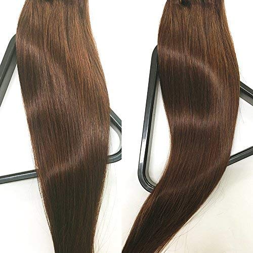 Premium 22-Inch Medium Brown Clip-In Hair Extensions – 100% Remy Human Hair, Silky Straight, Double Weft (70g, 7 Pieces) for Women | 8A Brazilian Quality | Perfect for Daily Wear, Parties, Weddings & Special Occasions