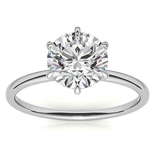 10K/14K/18K Solid White Gold Handmade Moissanite Engagement Ring - 3 CT Round Cut Solitaire Wedding Band for Women - Anniversary & Proposal Gift - Perfect for Bridal Sets, Valentine's Day & Special Occasions