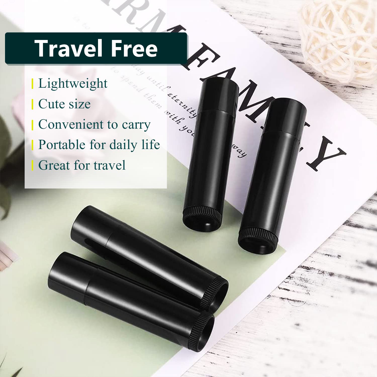 5g Black Empty Chapstick Tubes - Pack of 20 | Refillable Lip Balm Containers for DIY Lipstick, Cosmetics & Makeup | Perfect for Homemade Skincare, Travel Size Beauty Products & Gift Packaging