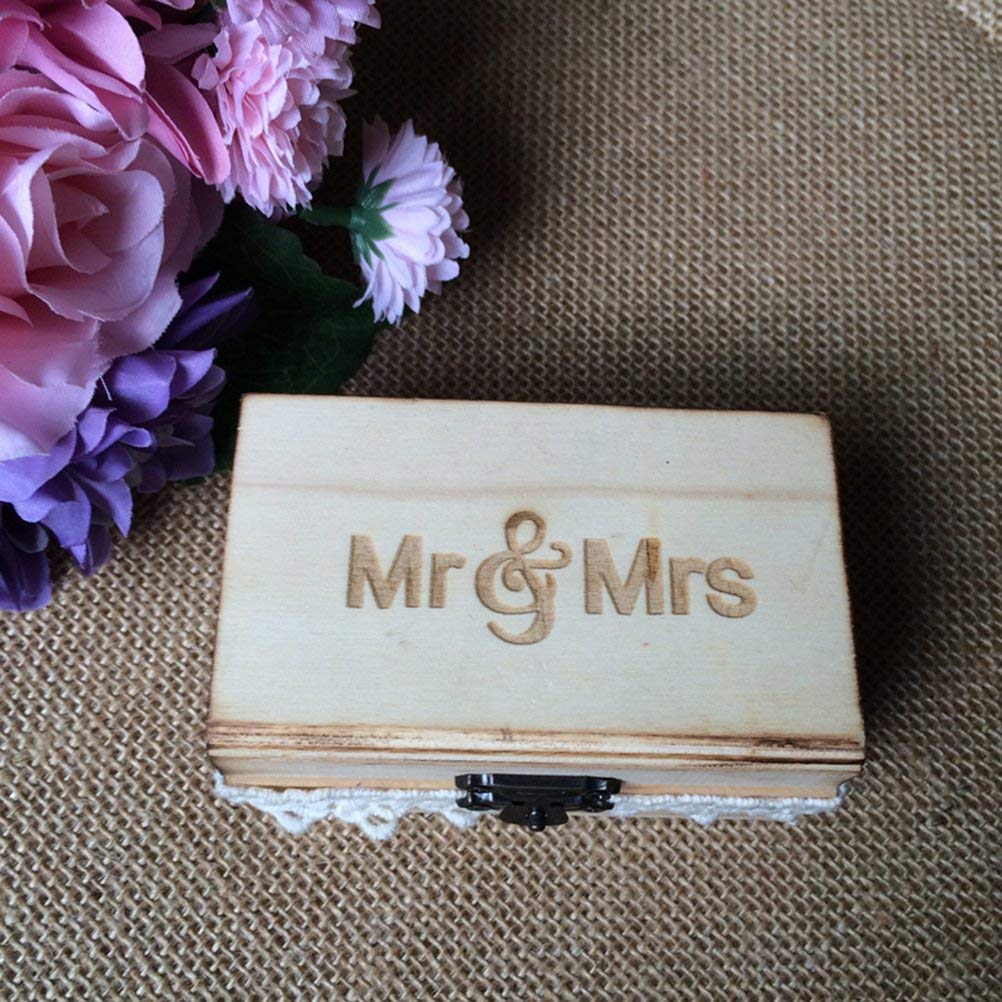 Elegant Wooden Wedding Ring Box for Engagement - Mr & Mrs Ring Bearer Holder - Perfect for Ceremonies, Proposals & Vow Renewals