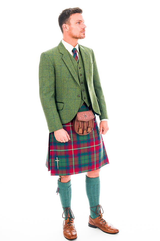 Men's Muted Red Roxburgh Tartan Kilt - Traditional Scottish Kilt for Weddings, Highland Games & Celtic Events