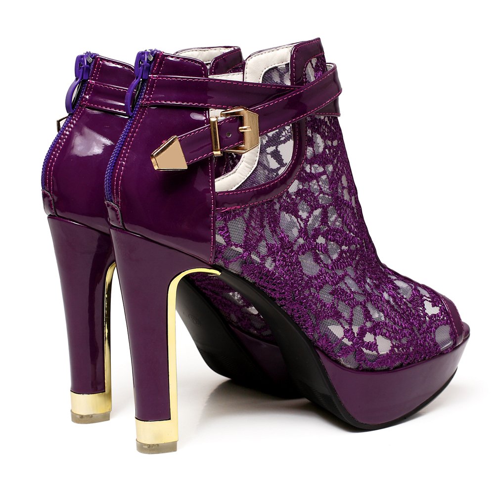 Getmorebeauty Women's Lace Flower Open Toe High Heel Ankle Boots - Elegant Party & Wedding Shoes for Evening Events and Date Nights