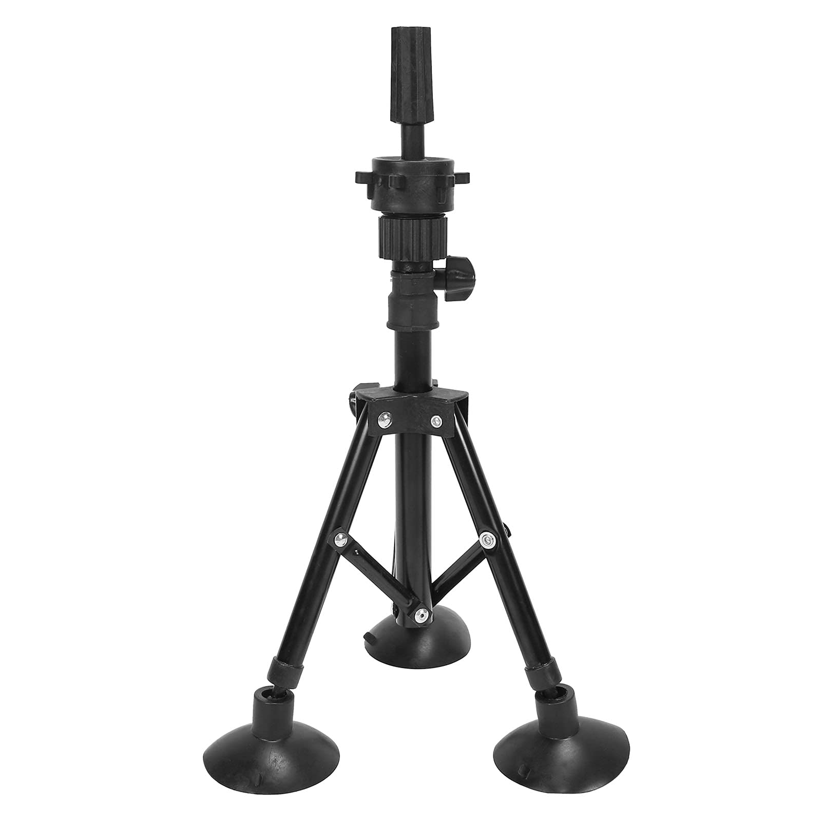 Adjustable Metal Wig Mannequin Head Stand - Foldable & Stable for Barber Shop, Salon, Hairstyling Practice (Black) | Perfect for Wig Display, Hair Cutting Training & Styling Practice