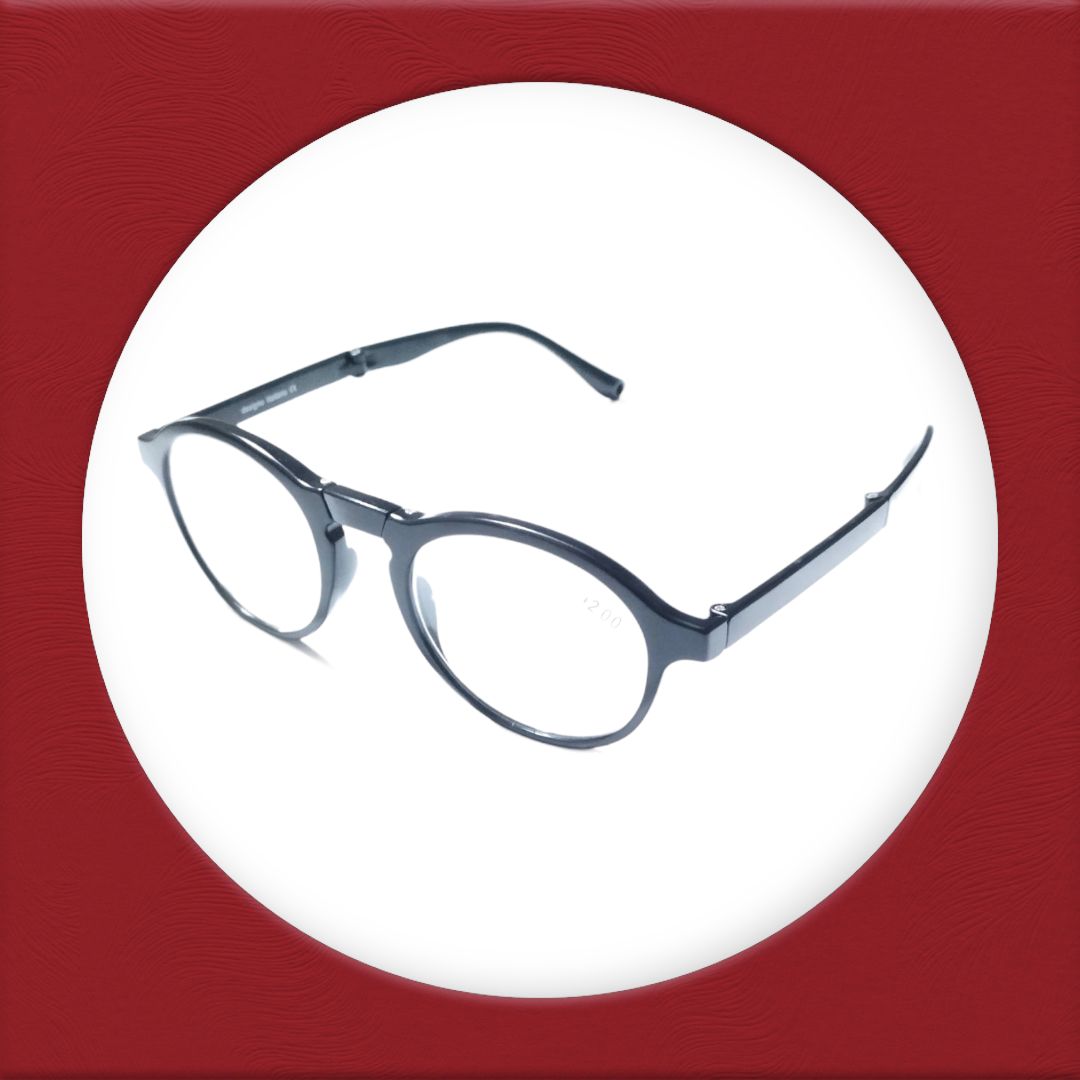 Round Folding Reading Glasses with Zip Pouch - Compact & Portable Reading Eyewear for Men & Women - Perfect for Travel, Reading, and Everyday Use