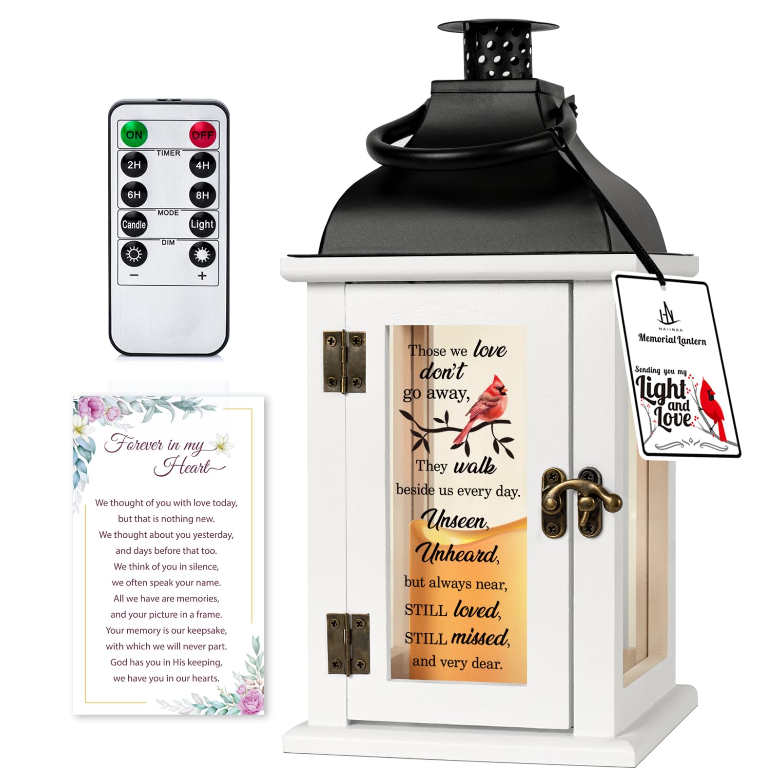 Memorial Lantern with LED Candle & Remote - Thoughtful Sympathy Gifts for Loss of Loved One, Bereavement Gifts for Loss of Mother or Father, Funeral Remembrance Gift - Perfect for Memorial Services, Candlelight Vigils & Home Memorial Displays