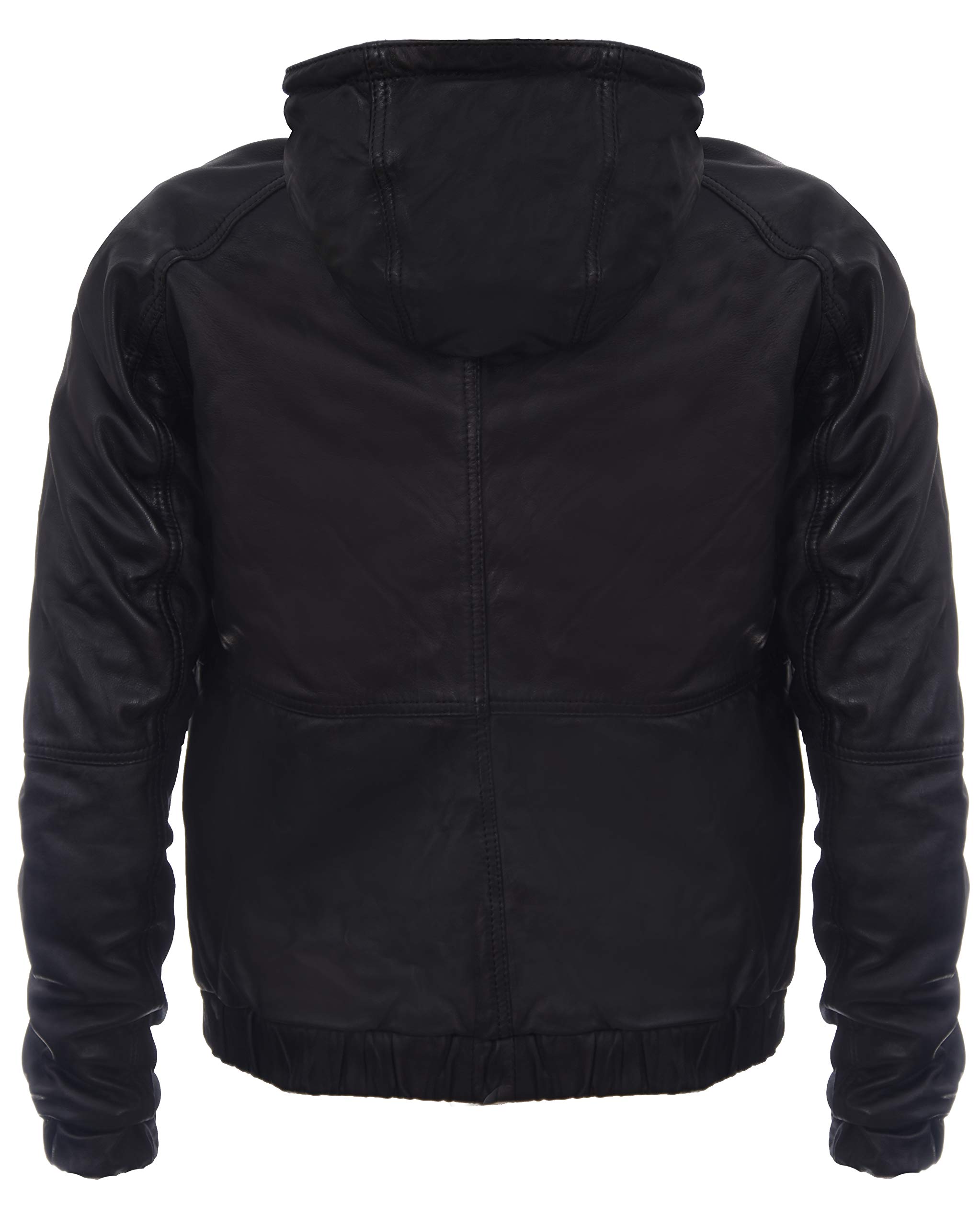 Men's Black Nappa Leather Biker Jacket with Hood - Stylish Motorcycle Jacket for Casual Wear & Outdoor Adventures