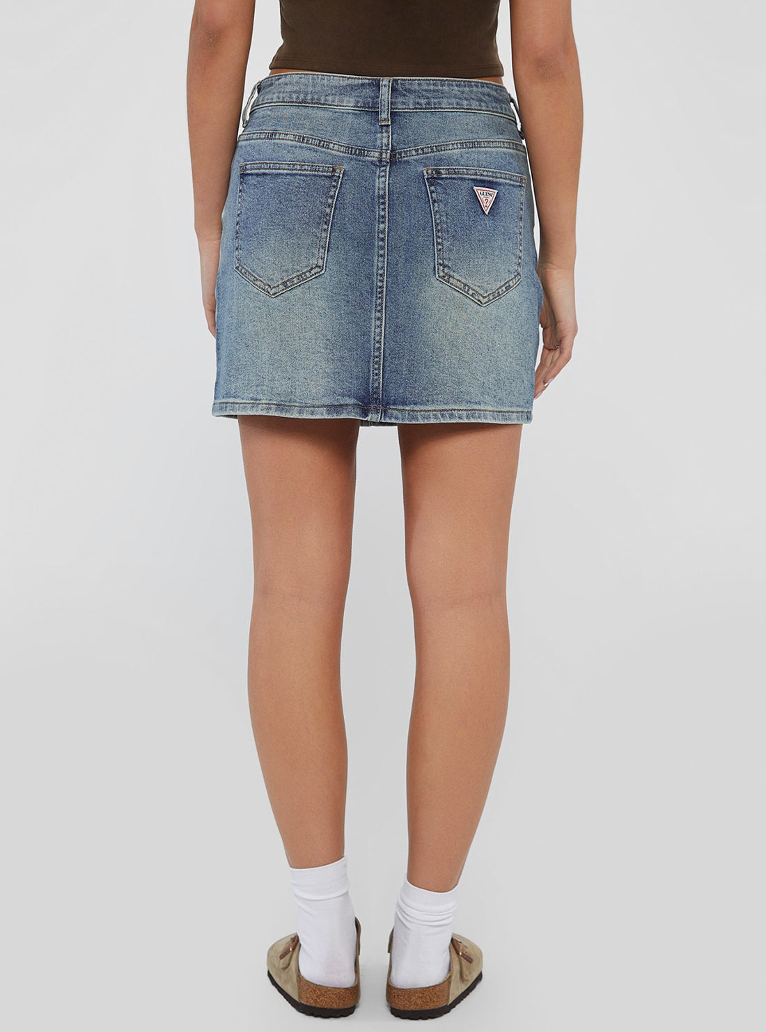 Guess Originals Panel Denim Mini Skirt for Women - High Waisted Stretch Denim Skirt with Side Slits, Perfect for Casual Outfits, Parties & Date Nights