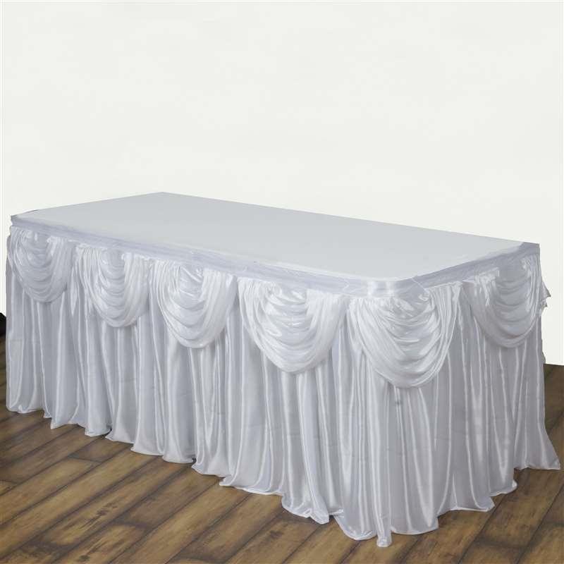 Elegant Satin Table Skirt - Classic Drape Tablecloth for Wedding, Banquet & Party Decor - Perfect for Formal Events & Home Decorations
