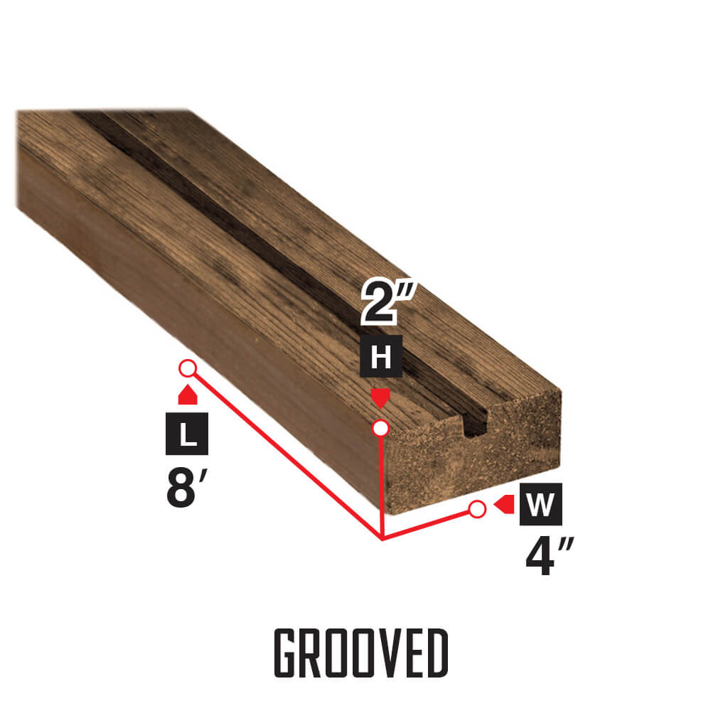 2 in. x 4 in. x 8 ft. Brown Grooved Pressure Treated Lumber - Durable Outdoor Decking & Fencing Wood for Patio, Garden & Construction Projects