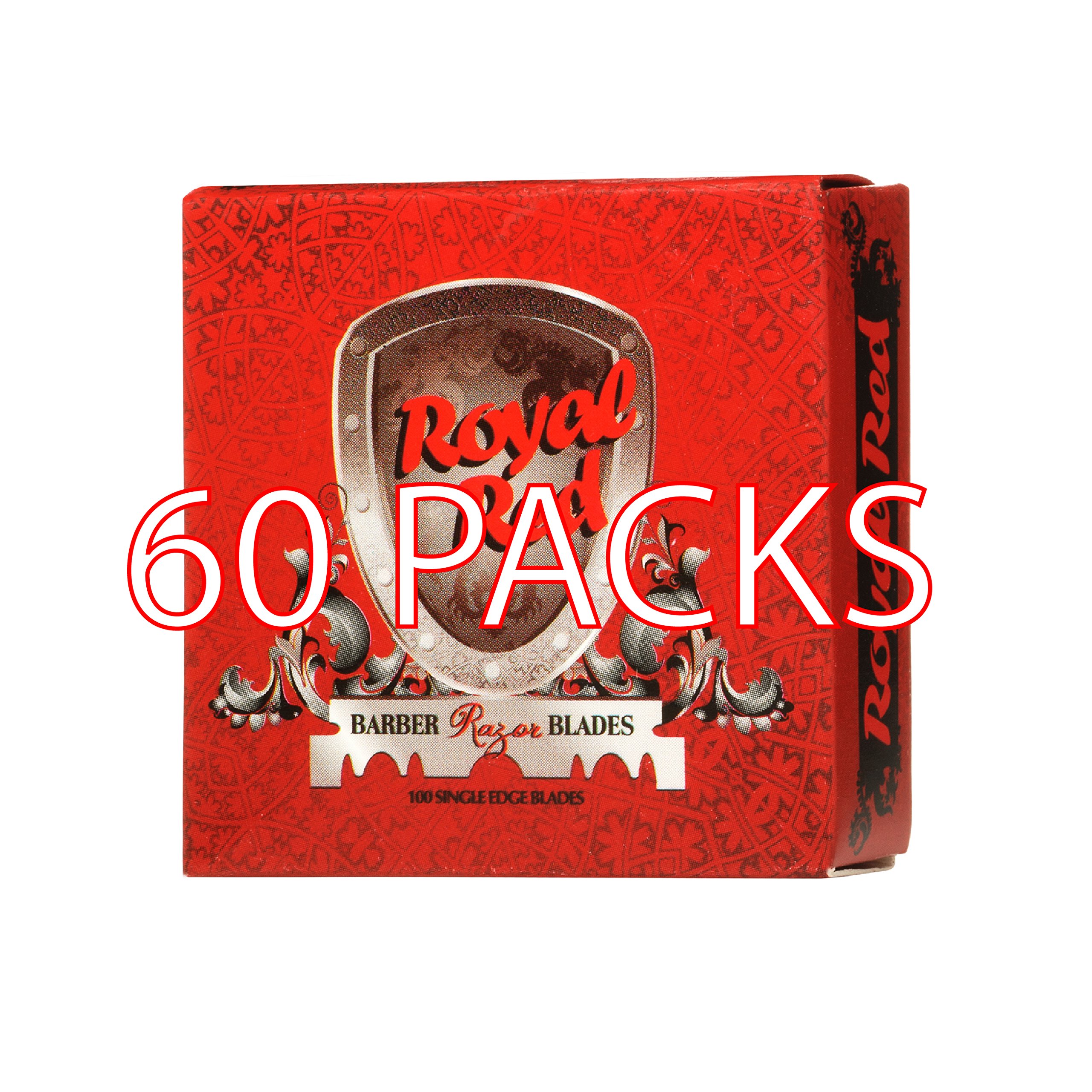 60 Pack Royal Red Barber Blades - Premium Stainless Steel Razor Blades for Professional Haircuts, Shaving & Grooming - Perfect for Barbershops, Salons & Home Use
