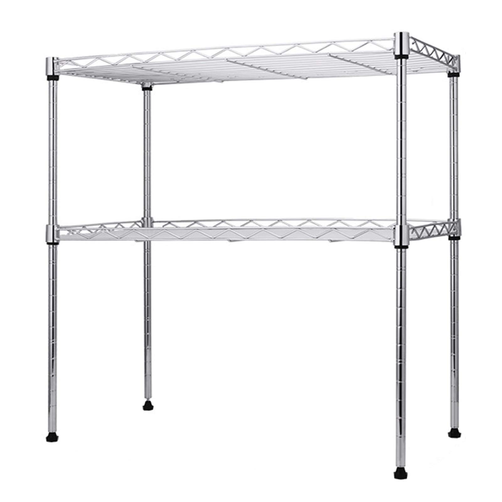 SQINAA 2-Tier Expandable Microwave Oven Rack Organizer - Carbon Steel Countertop Storage Shelf for Kitchen Counter Organization (White) - Perfect for Small Kitchen Spaces, Microwave Storage & Countertop Organization
