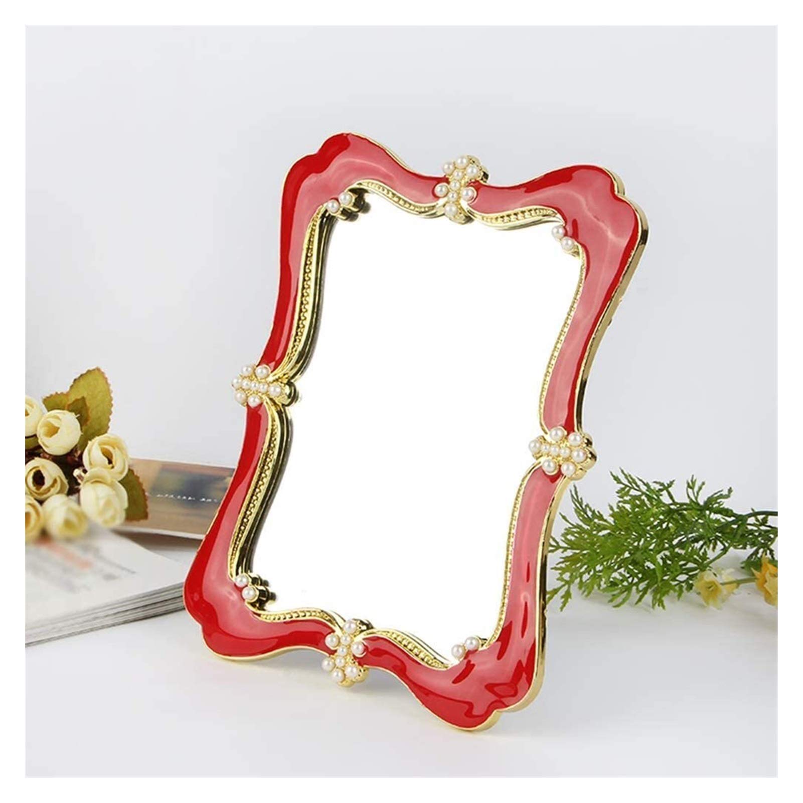 Z Create Design Vanity Mirror - Portable Desktop Makeup Mirror with LED Lights, European Style Princess Dorm Mirror for Beauty & Cosmetics (D Color) | Perfect for Bedroom, Bathroom & Travel Makeup Application
