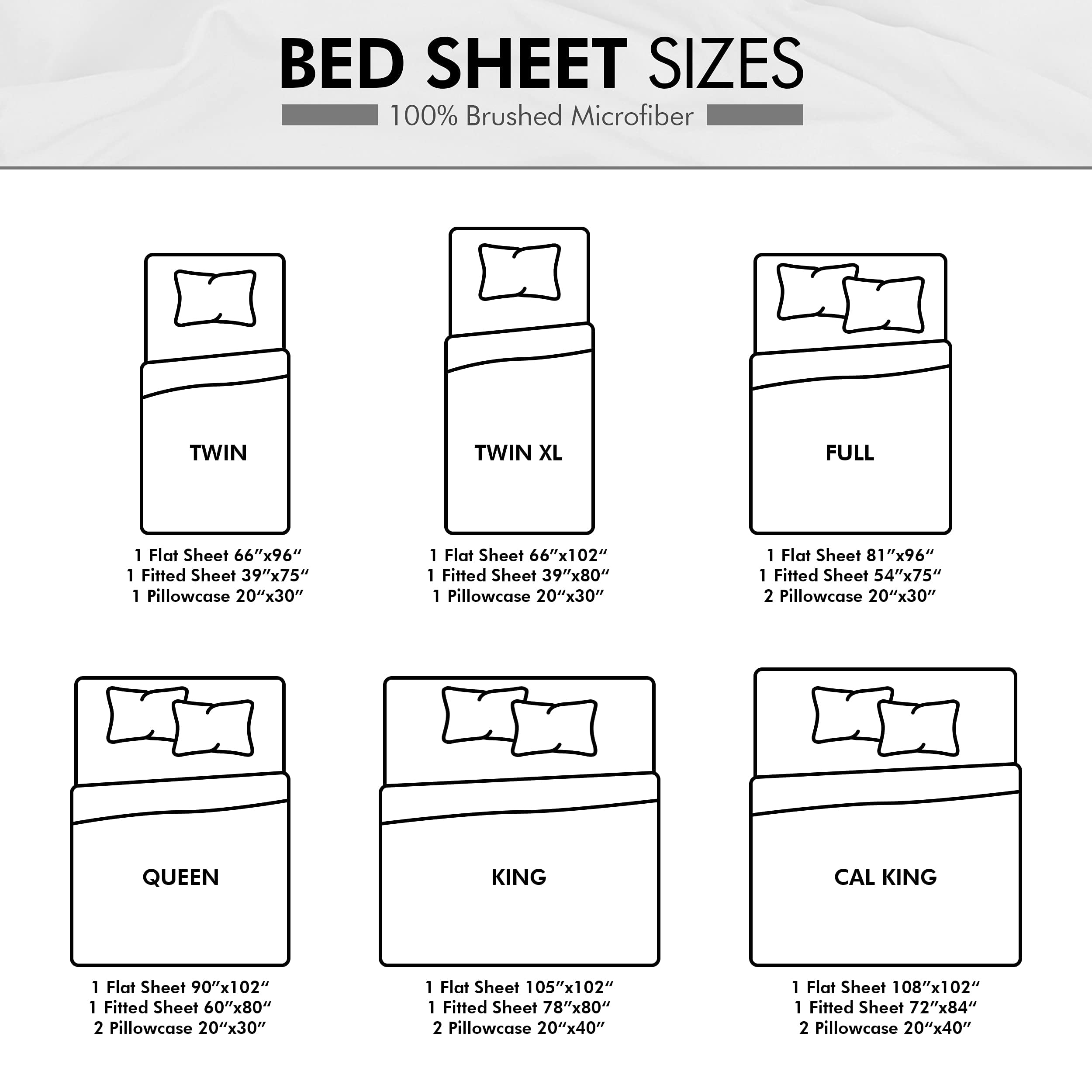 Premium 1800 Microfiber Sheet Set for Murphy/Wall Beds (4-Piece, Stone Grey) - Deep Pocket 6-10
