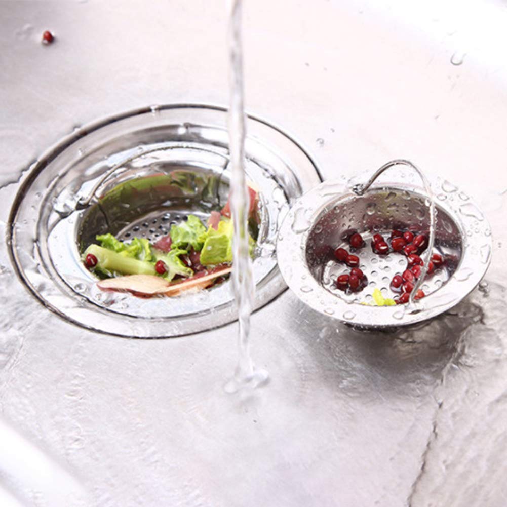 Premium Stainless Steel Kitchen Sink Strainer Basket with Handle - Fine Mesh Drain Filter for Fruits, Vegetables & Dishes - Ideal for Washing Produce, Draining Pasta & Protecting Pipes