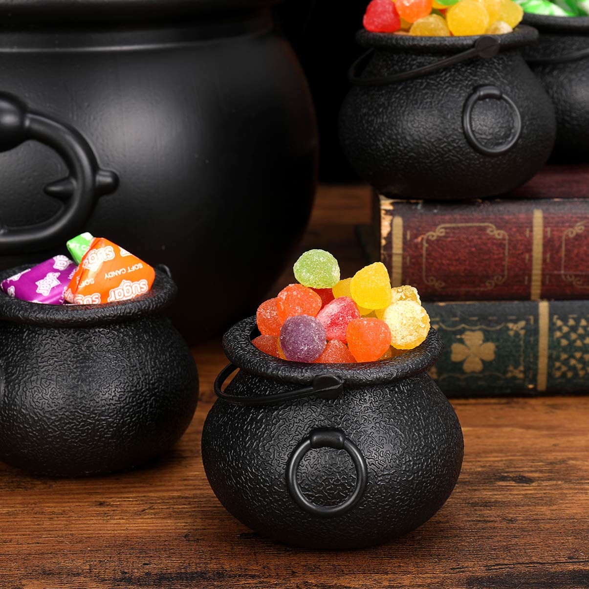 12 PCS Halloween Black Cauldron Candy Buckets - Mini Witch Kettle Treat Containers for Kids Party Favors, Trick or Treat, Classroom Prizes & Halloween Decorations