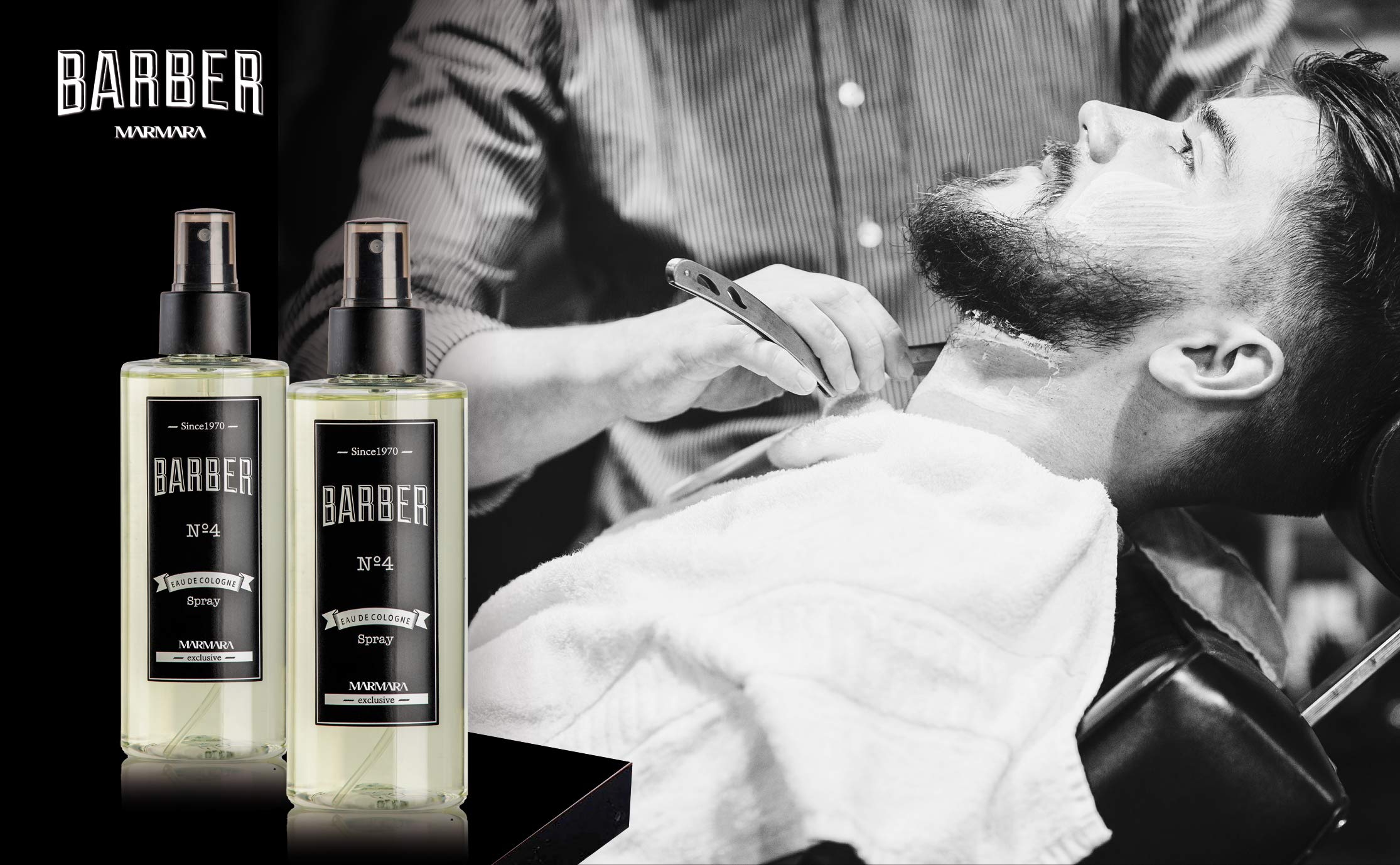 Marmara Barber Cologne No.4 Green - 250ml x 2 Bottles Set for Modern Barbers & Traditional Shaving | Fresh Long-Lasting Fragrance for Men's Grooming & After Shave Routine