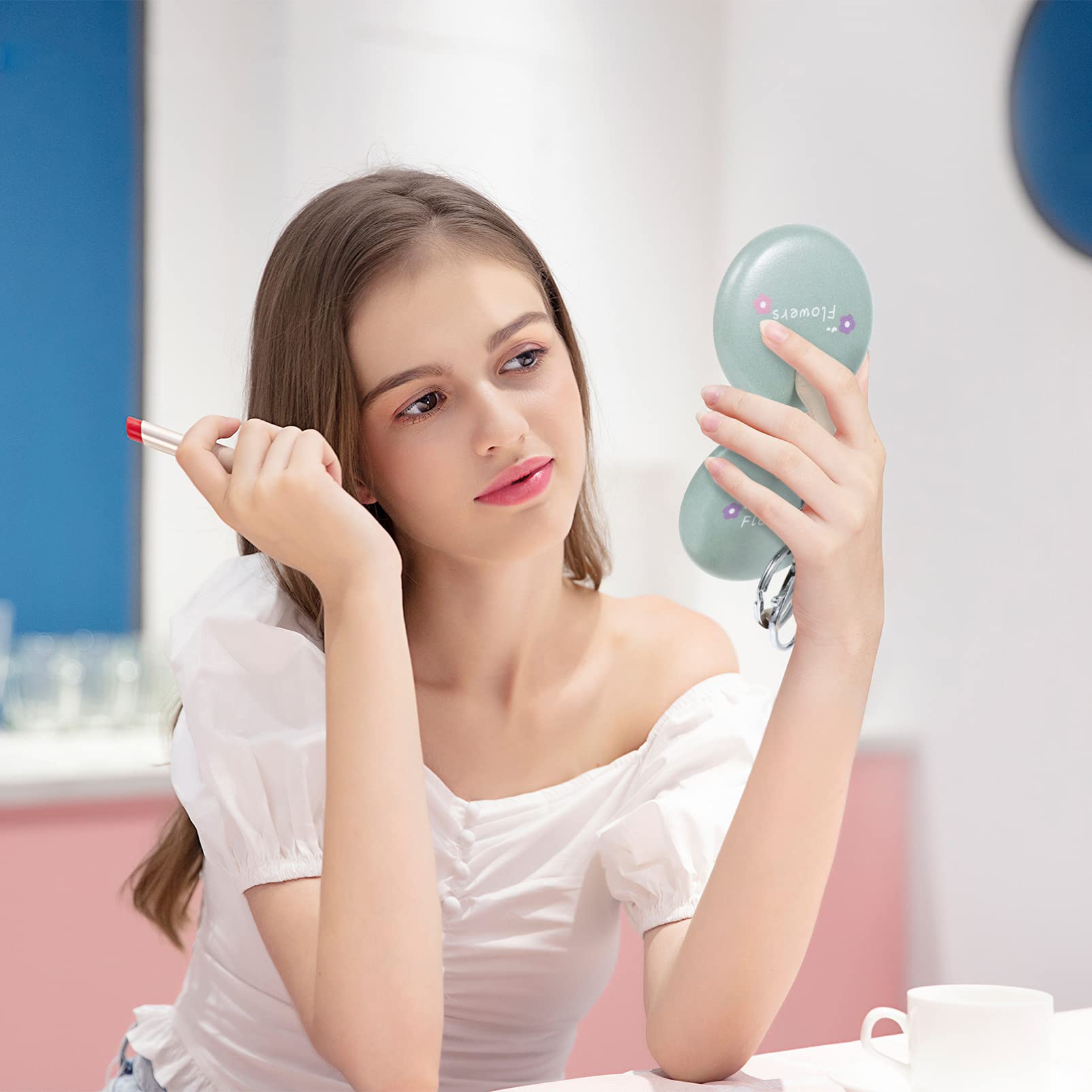 HEALLILY 1pc Vanity Mirror - Small Double-Sided Portable Handheld Cosmetic Mirror, Metal Circular Pocket Mirror for Makeup, Travel & Purse | Perfect for Home, Office & On-The-Go Touch Ups