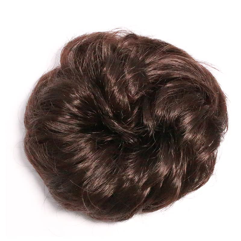 MoonEyes Women's Curly Hair Bun Juda Rubber - 1 Piece Free Size Brown Hair Accessory for Women - Perfect for Outing, Party, Wedding & Daily Hairstyles