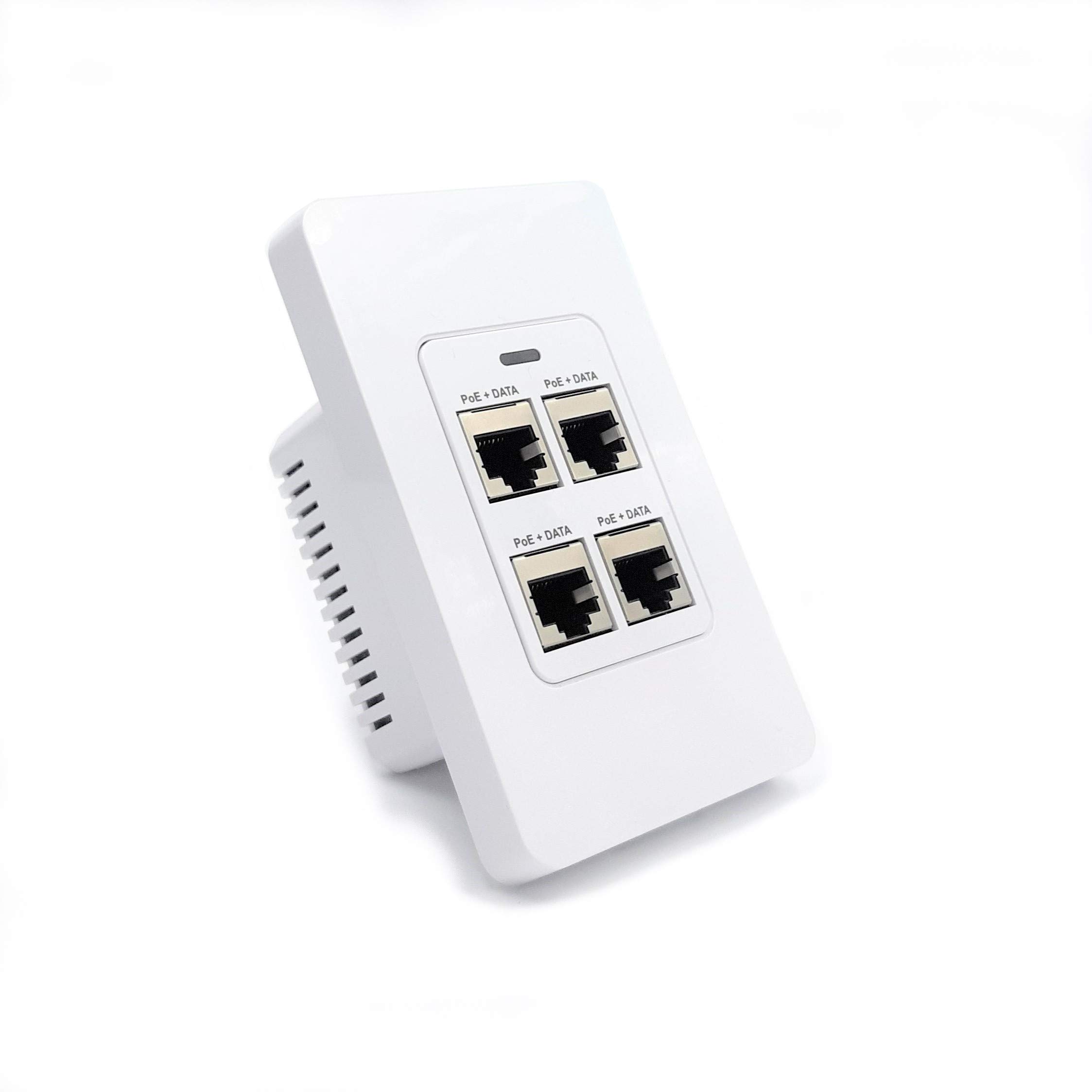 4-Port In-Wall Gigabit PoE Extender with IEEE 802.3bt Uplink - Power Over Ethernet Switch Plate for WiFi Access Points, VoIP Phones & Network Devices | Home & Office Networking Solution