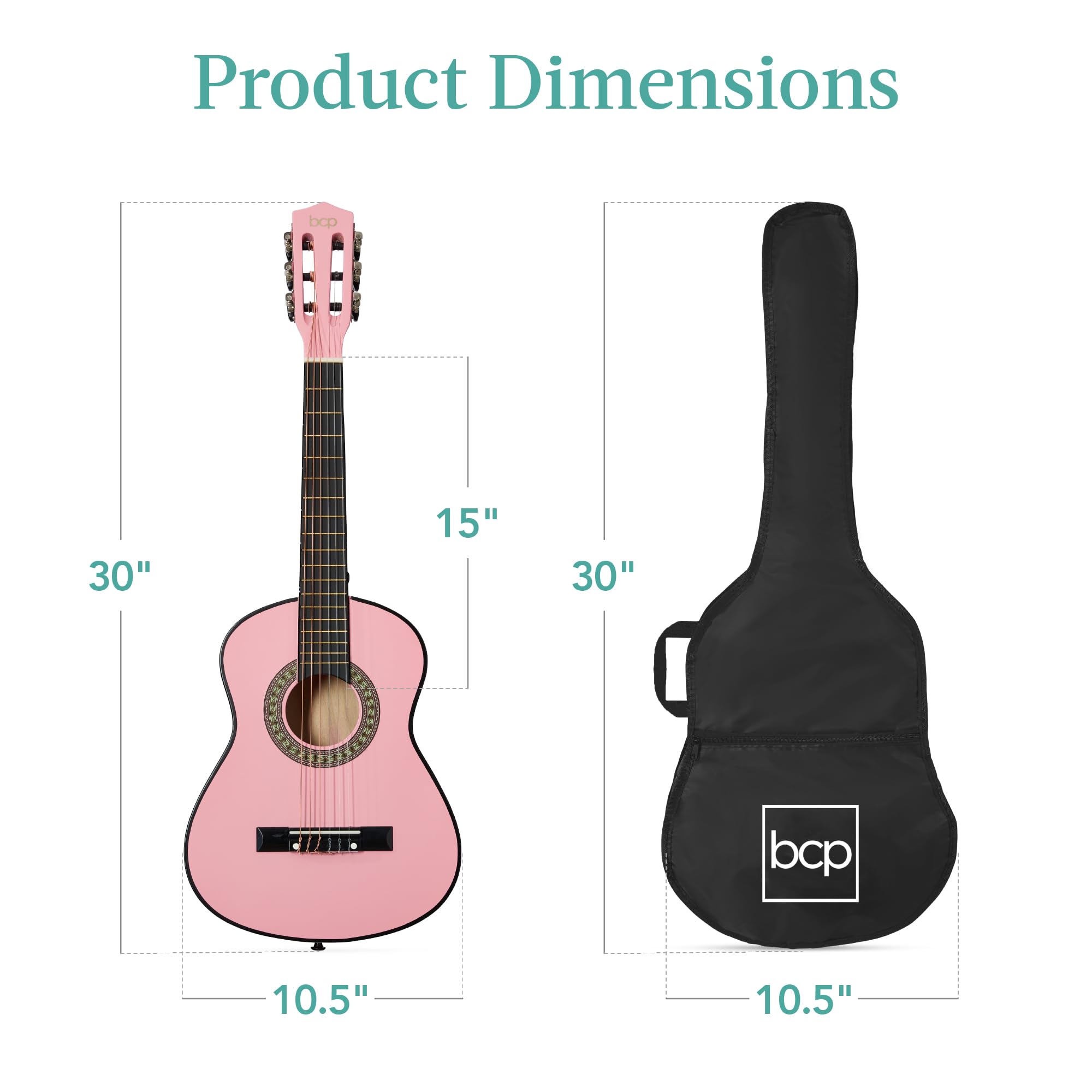 Best Choice Products 30-inch Kids Acoustic Guitar Beginner Starter Kit with Strap, Case, Extra Strings & Rosette Inlay - Pink | Perfect for Kids Music Lessons, Birthday Gifts & Early Childhood Education