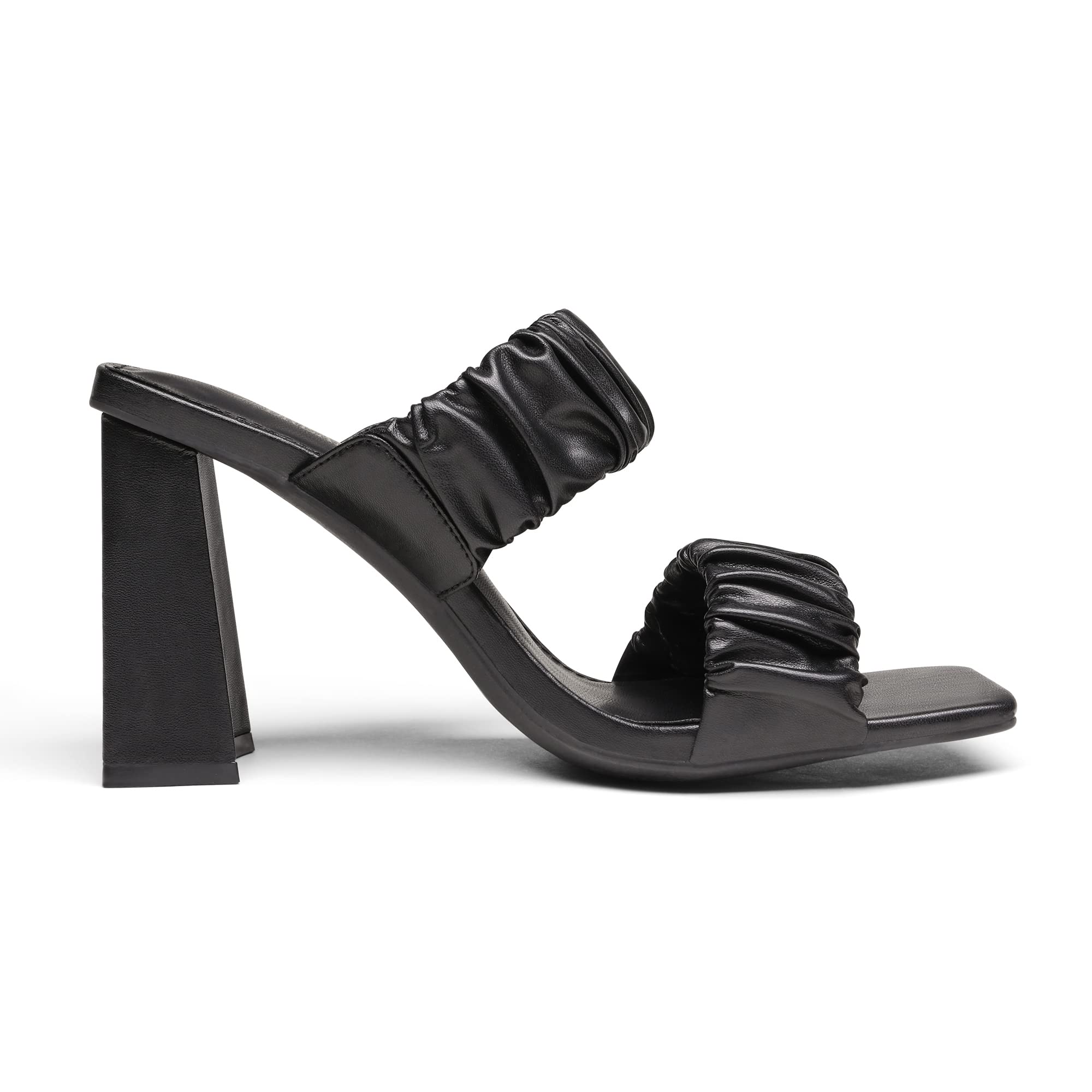 DREAM PAIRS Women's Chunky Block Heels - Square Toe Slip On Mules with Open-Toe Strap Sandals | Comfortable Pumps for Office, Party & Date Night Outfits