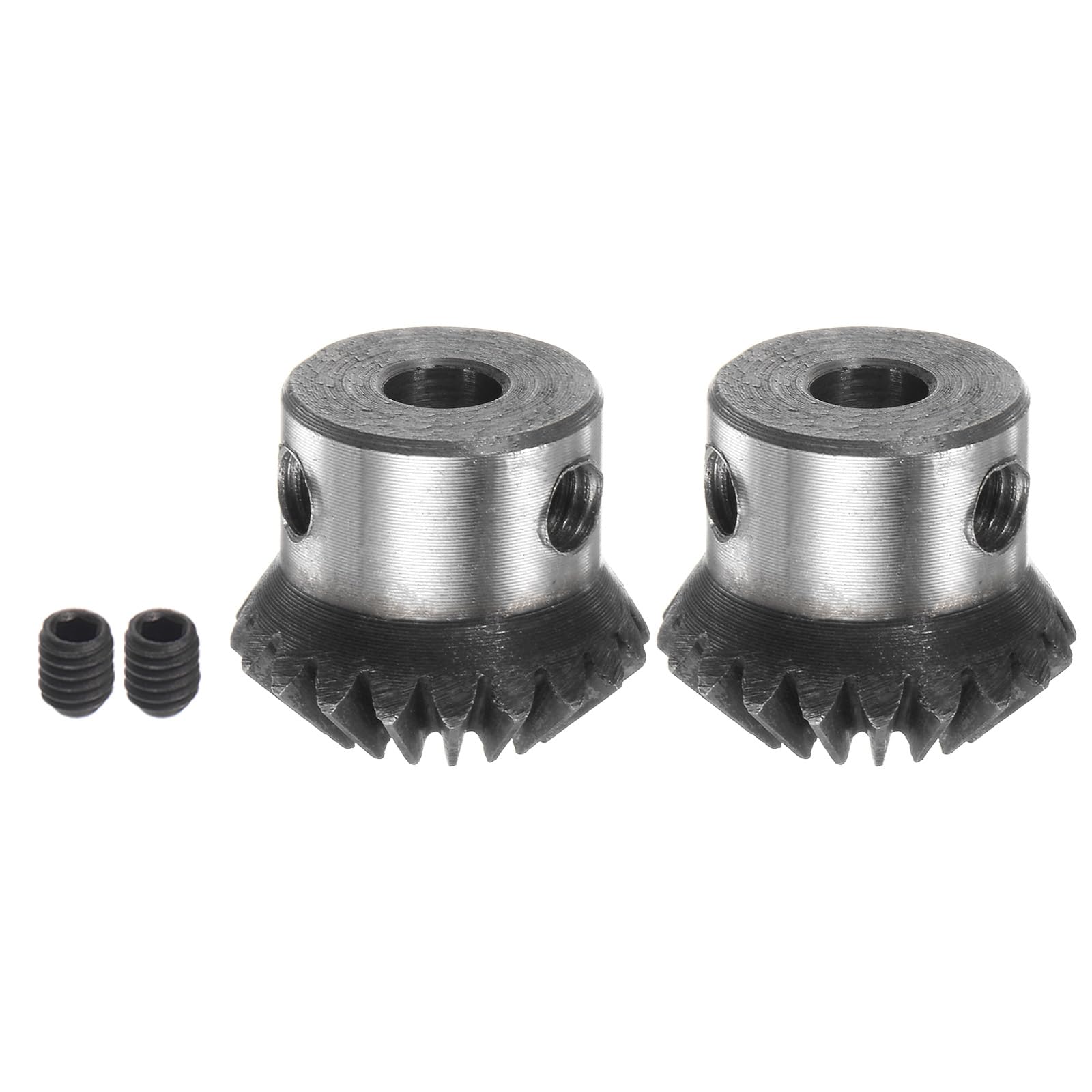 HARFINGTON 2pcs 1M 20 Teeth Bevel Gear Set - 6mm Shaft Hole 1:1 Ratio 45# Steel 90 Degree Tapered Pinion Gears for Mechanical Hardware & DIY Projects - Perfect for Robotics, RC Cars, and Industrial Machinery Applications