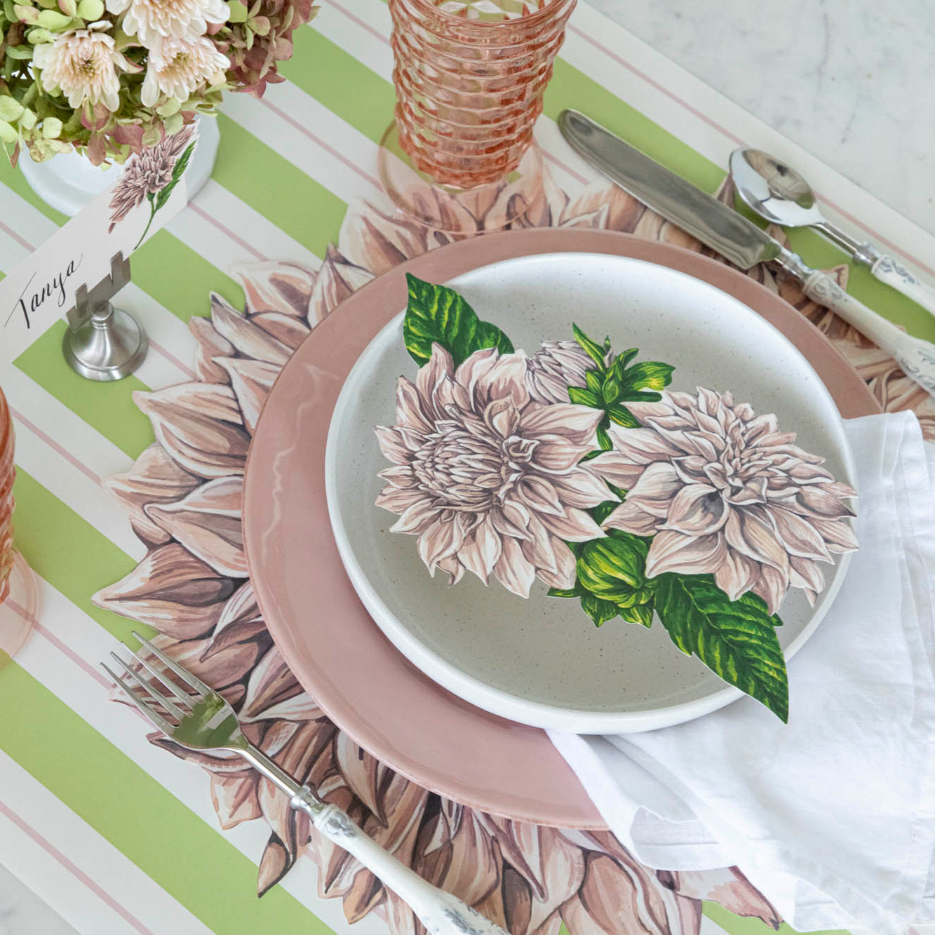 Elegant Dahlia Table Accent - Floral Home Decor Centerpiece for Dining Room, Living Room & Wedding Decorations