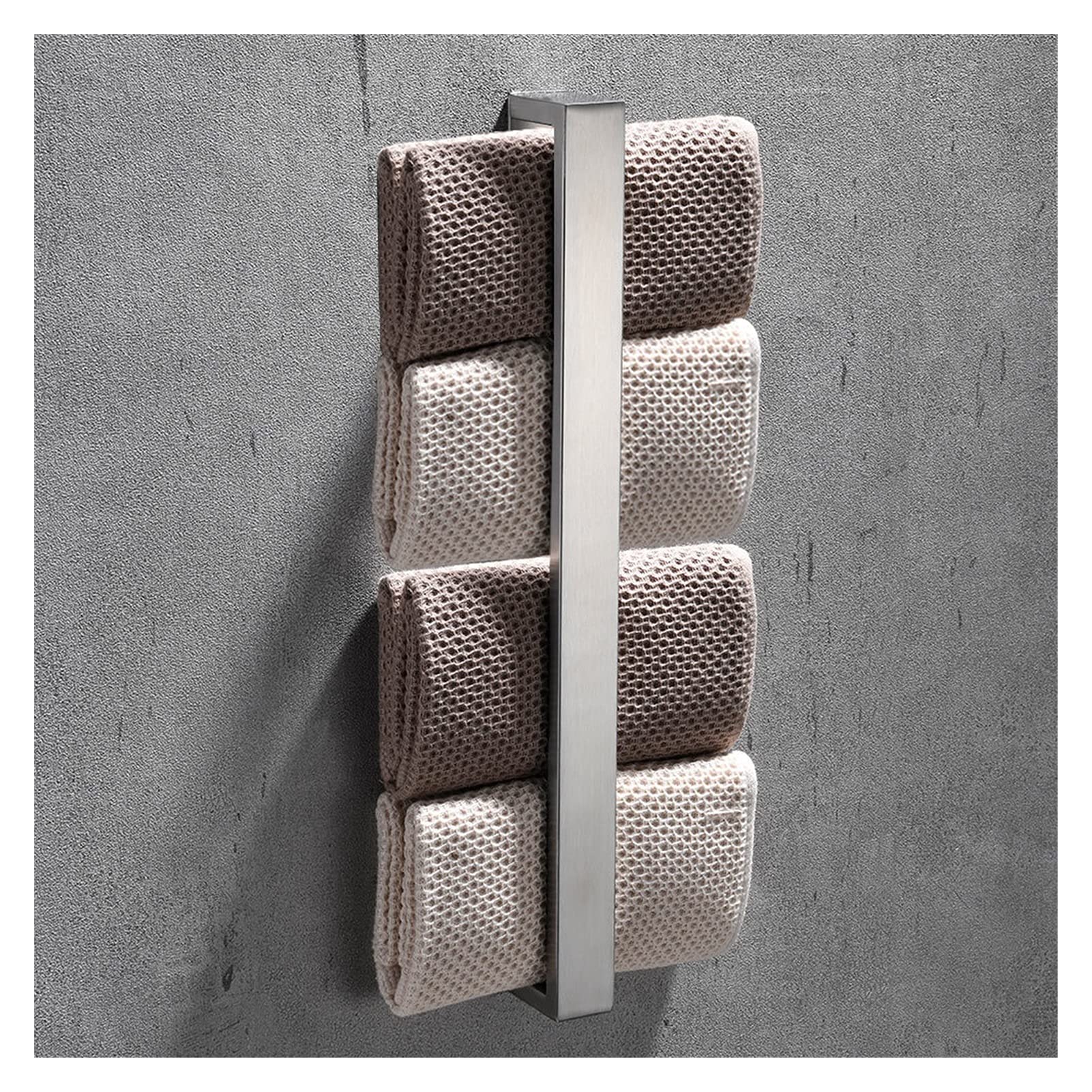 40cm Self-Adhesive Stainless Steel Hand Towel Rail - Black Bathroom Towel Rack Holder for Kitchen, Bathroom & Home - Perfect for Washcloths, Face Towels & Small Linens - Space Saving & Rustproof Design