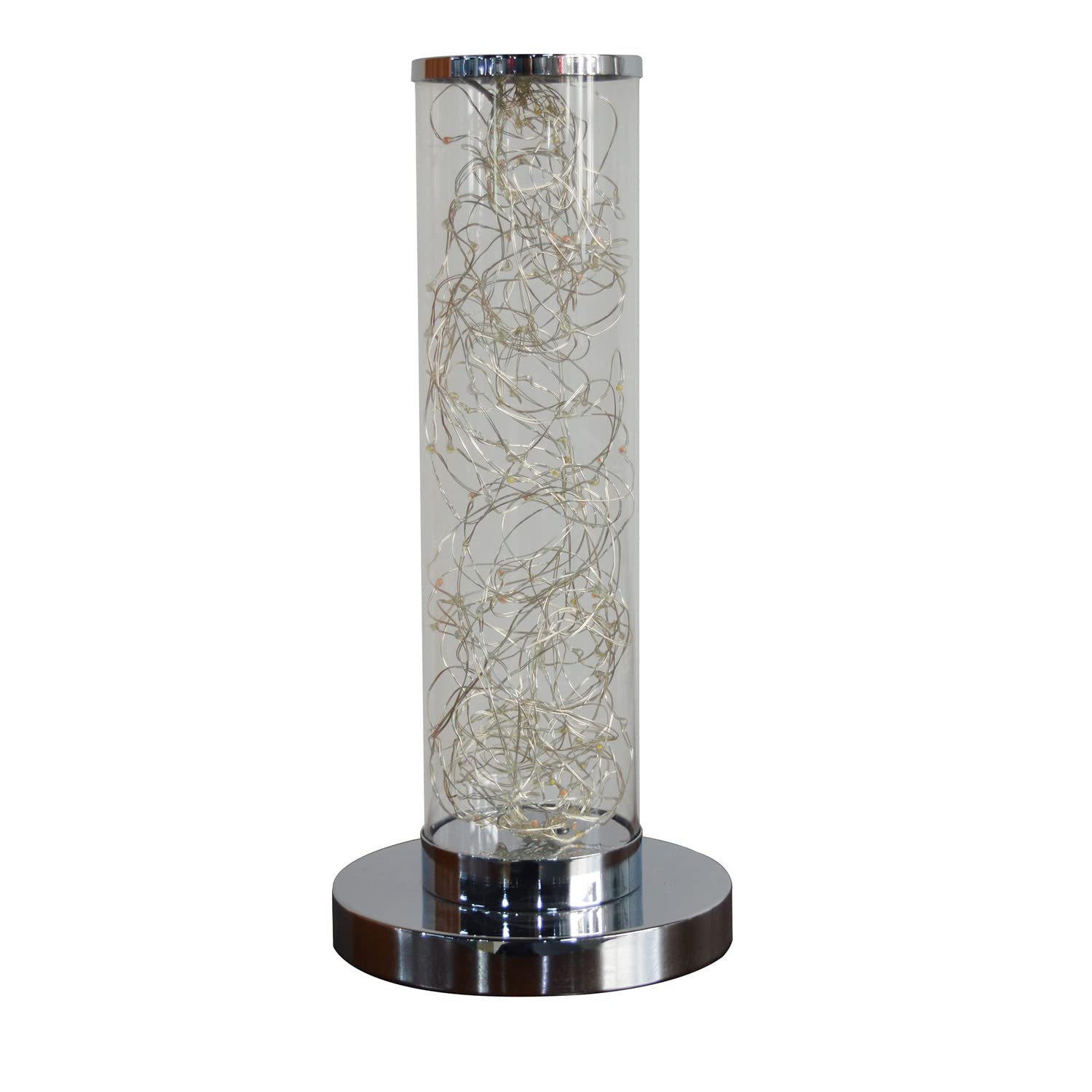ORE International 13-Inch Exposed Rope LED Clear Column Floor Lamp - Modern Minimalist Lighting for Living Room, Bedroom & Office Decor