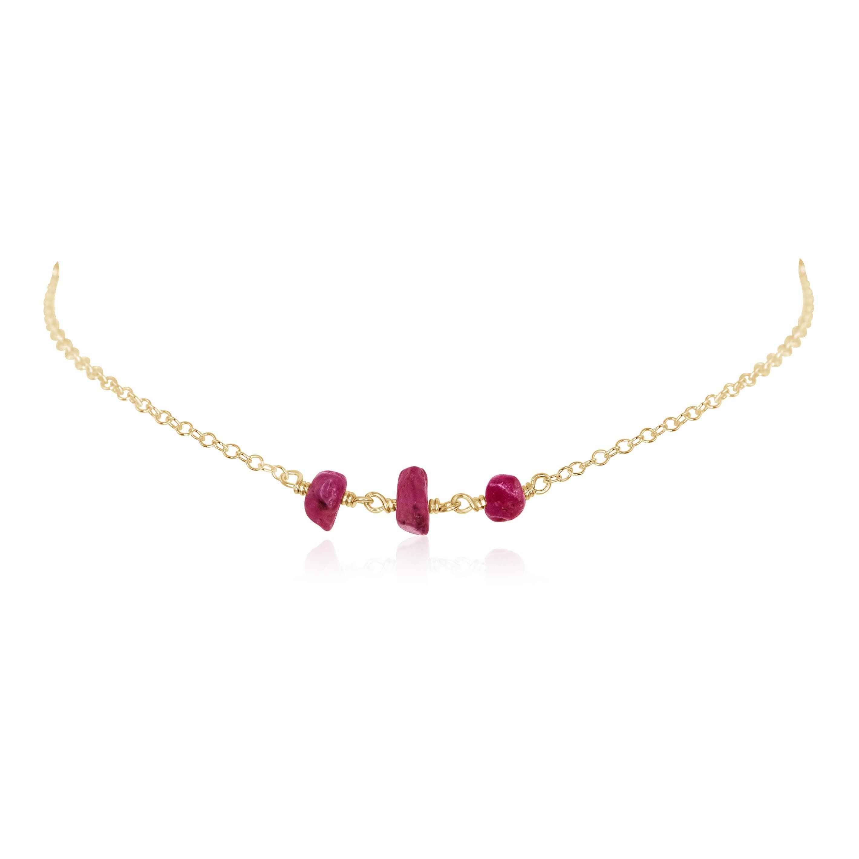 Elegant Ruby Beaded Chain Choker Necklace for Women | Dainty Crystal Jewelry Gift for Her | Perfect for Date Night, Wedding & Party Accessories