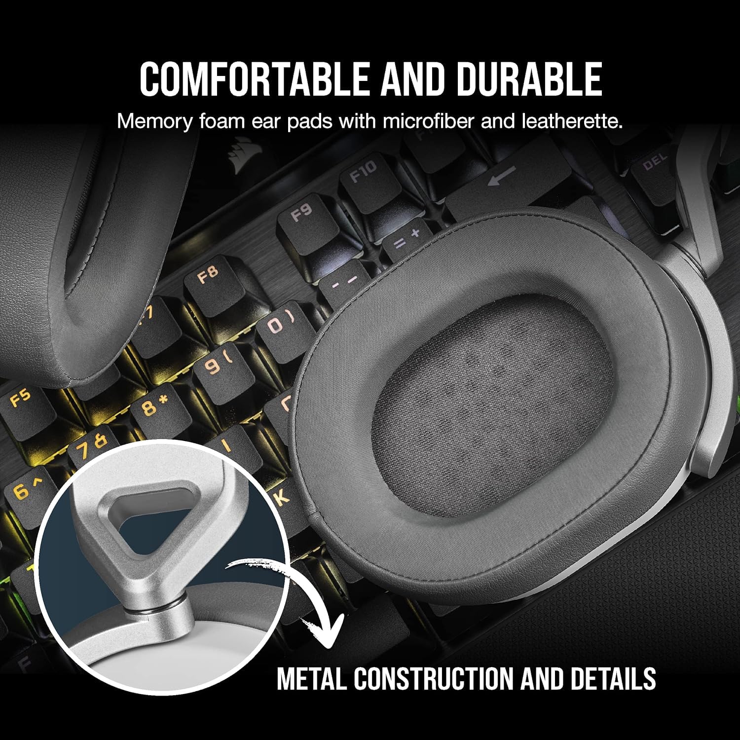 Corsair HS65 Surround Gaming Headset with 3.5mm Connector - White | Discord Certified | Compatible with Mac, PS5, PS4, Xbox Series X/S & Nintendo Switch | Immersive Sound for Competitive Gaming, Streaming & Virtual Meetings