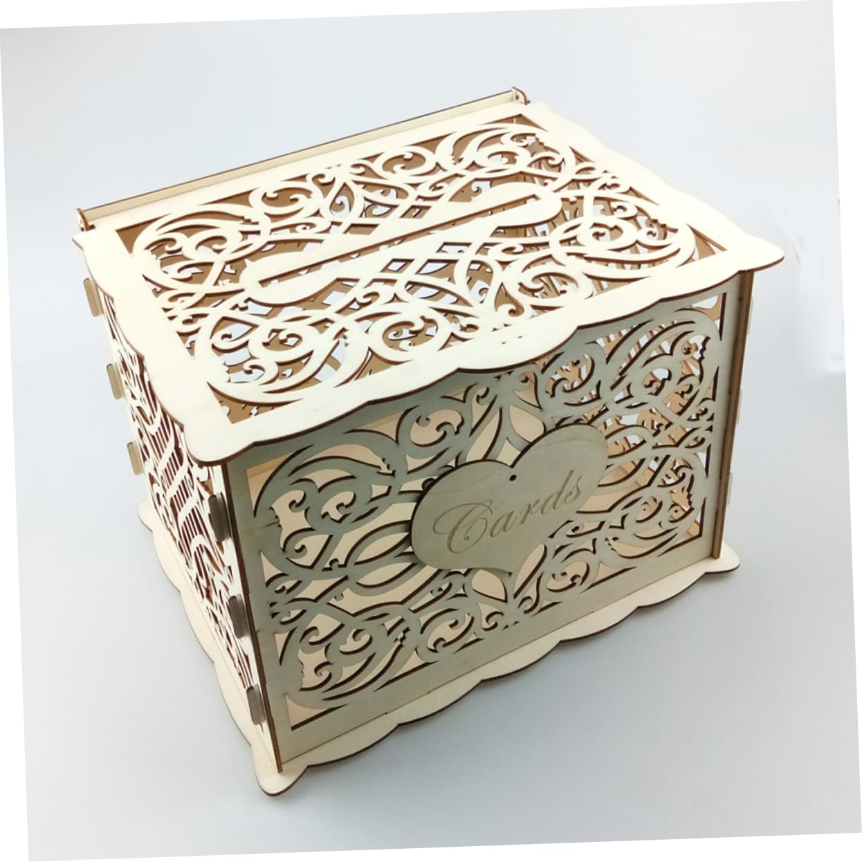 PRETYZOOM Large Wooden Wedding Card Holder - Rustic DIY Name Card Storage Box for Guest Check-in, Table Numbers & Place Cards - Perfect for Weddings, Bridal Showers & Special Events