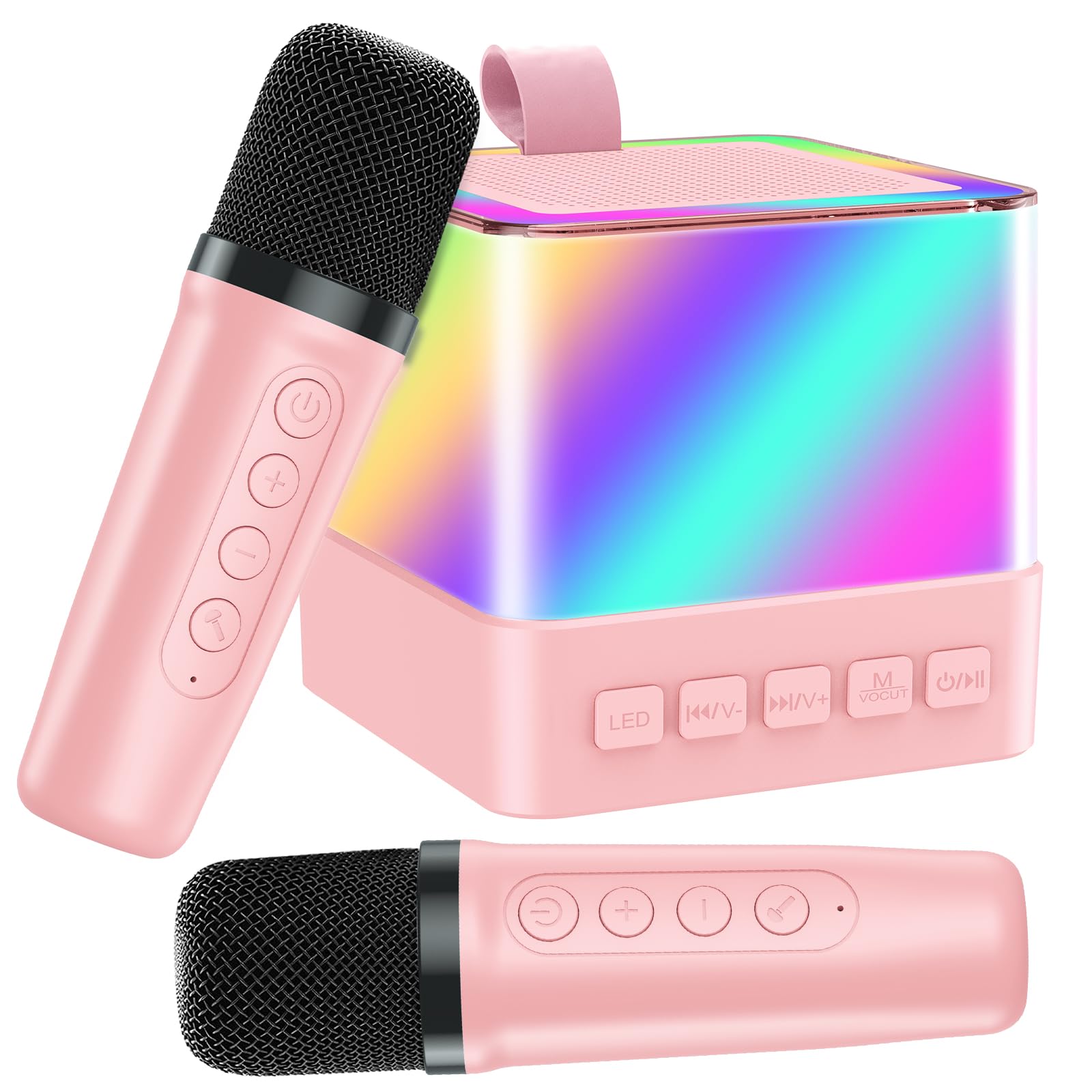 Wireless Karaoke Machine for Kids with 2 Microphones, Bluetooth Speaker & LED Lights - Portable Singing Toy for Girls & Boys, Perfect for Home Parties, Gifts & Family Fun