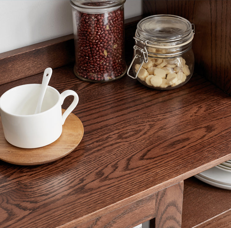 Solid Oak Wood Wall-Mounted Nordic Sideboard with Integrated Storage - Perfect for Living Room, Dining Room, and Entryway Organization