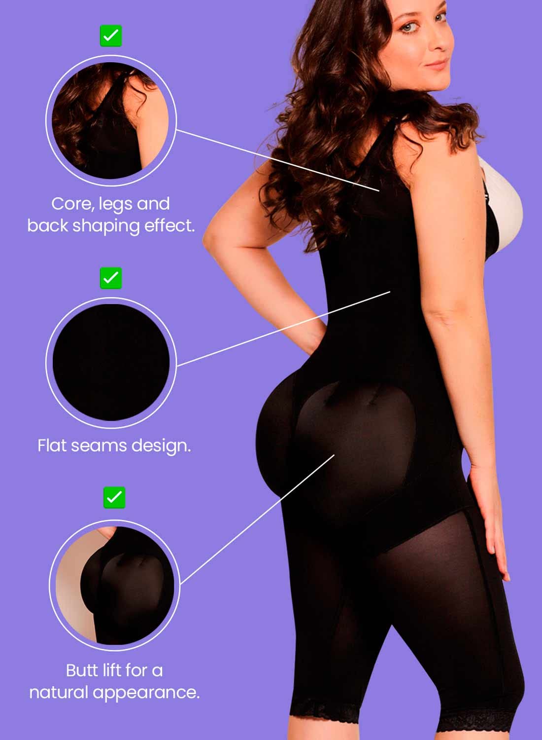 Fajitex Colombian Shapewear for Women - High Compression Post-Surgical Garment, Full Body Shaper Suit for Liposuction Recovery (Black, Large) - Perfect for Postpartum, Weight Loss & Body Contouring