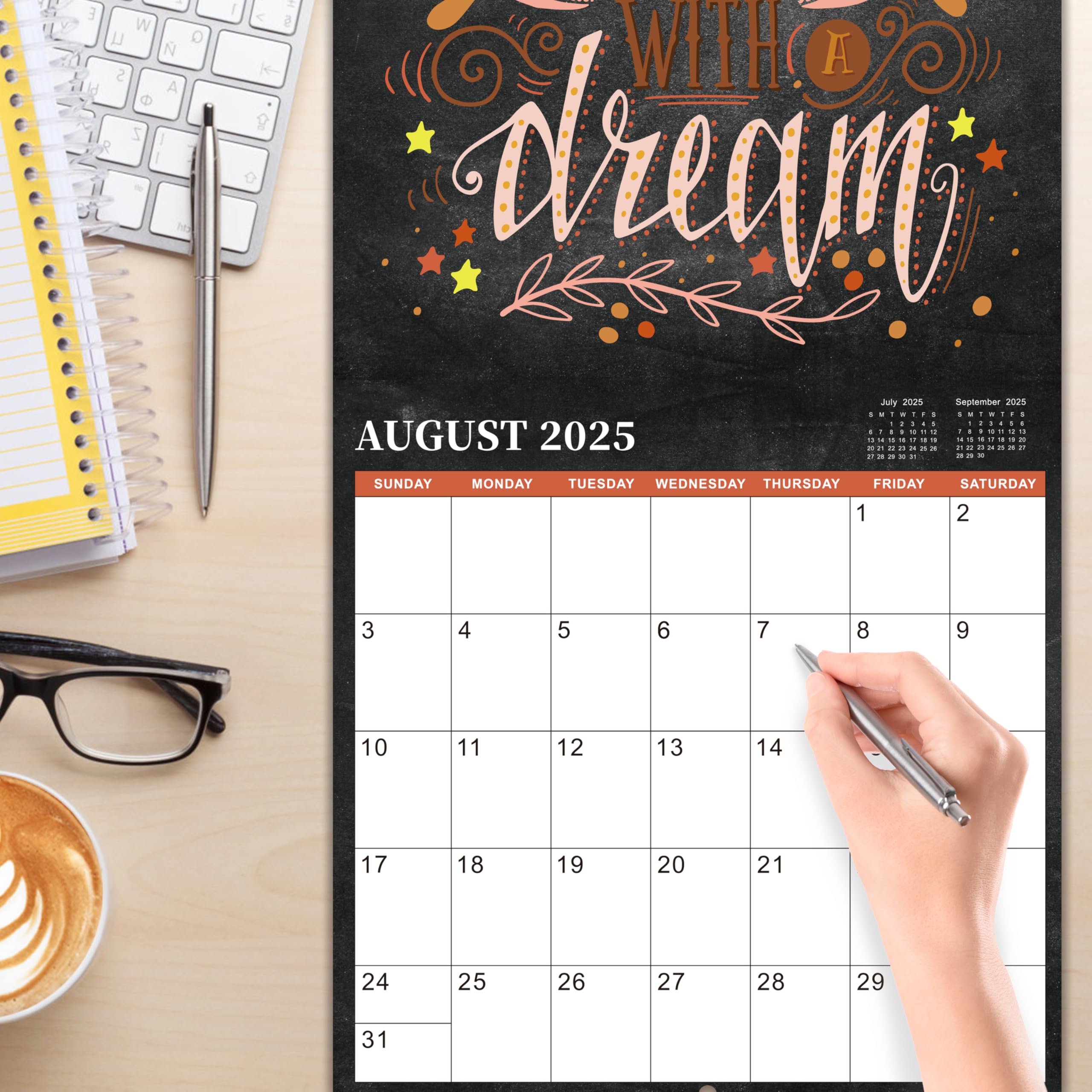 2025-2026 Wall Calendar with Motivational Quotes | 18-Month Large Format (12